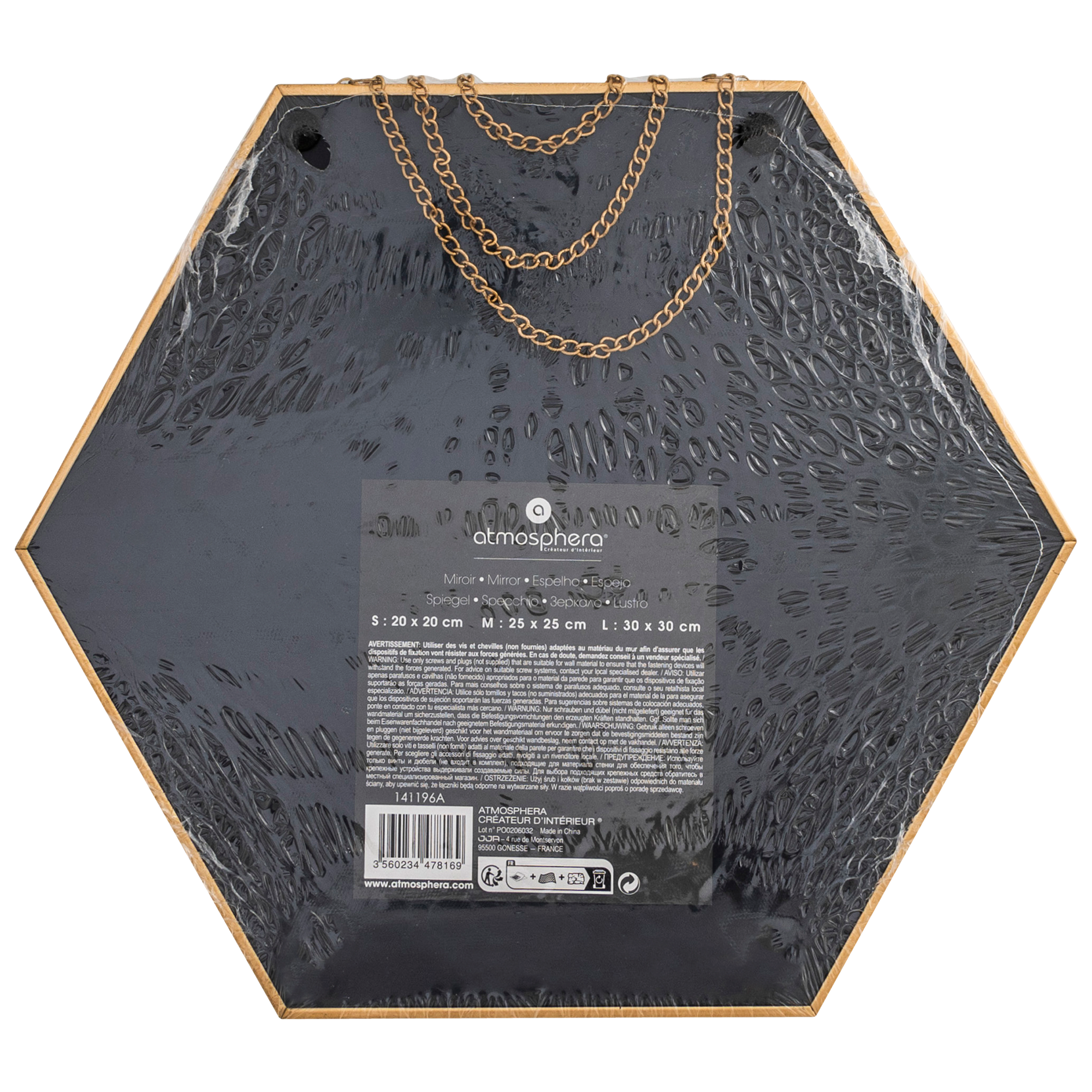 3 miroirs Hexagonaux or et chaine