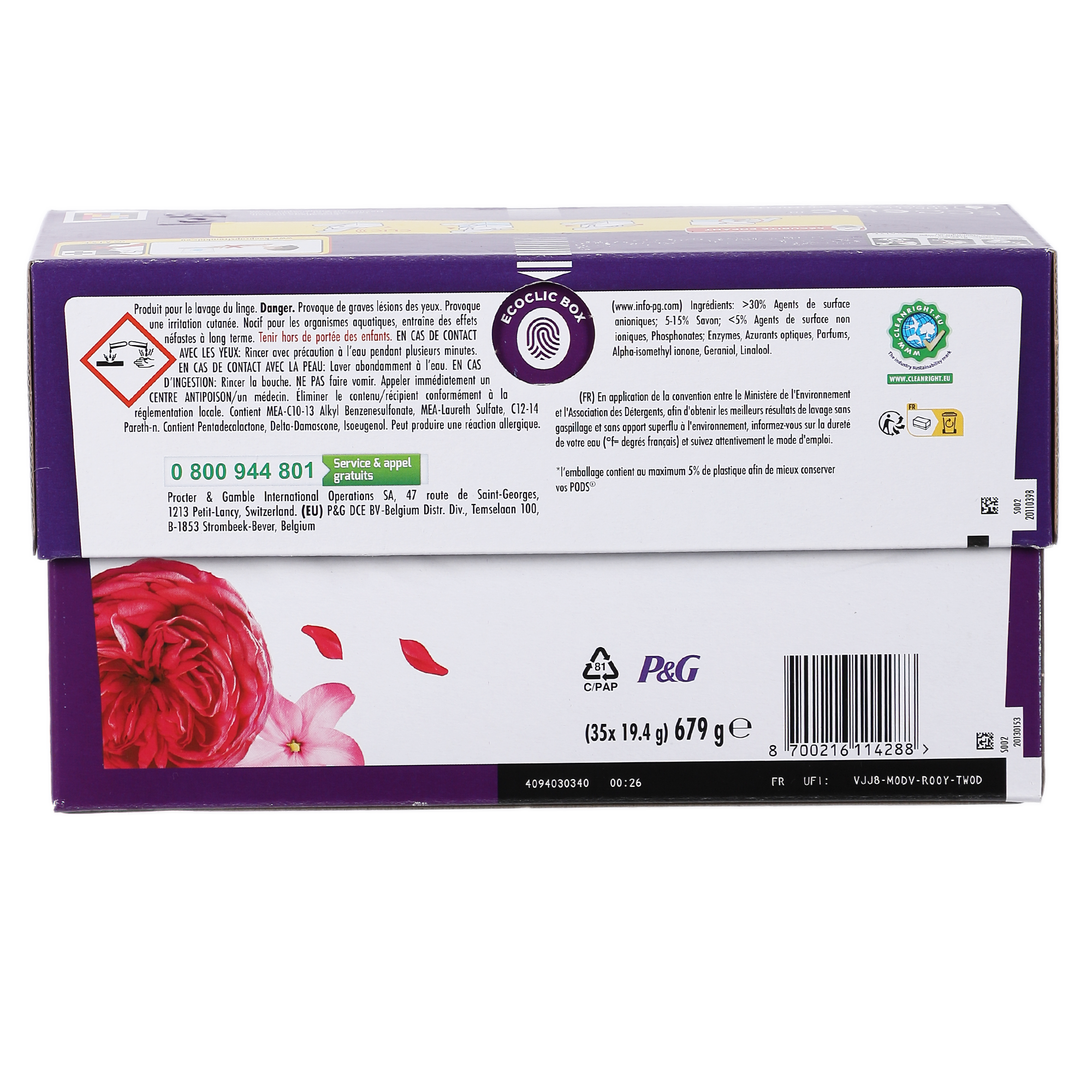 30 capsules de lessive tout en 1 Jasmin et Rose de mai