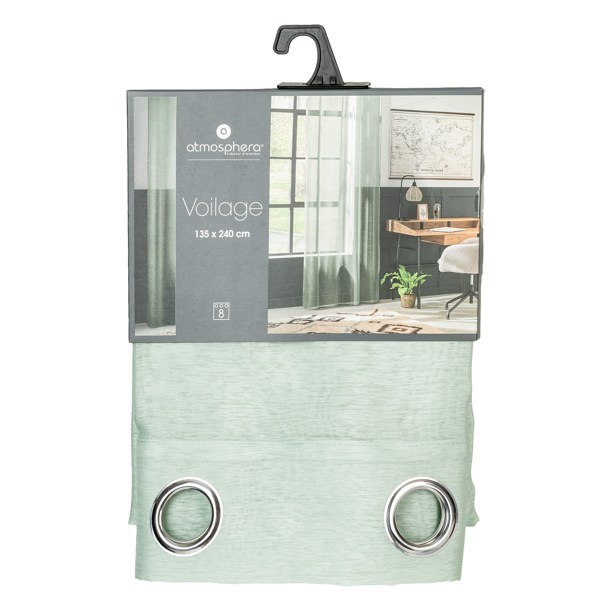 Voilage moly vert celadon 135x240 cm