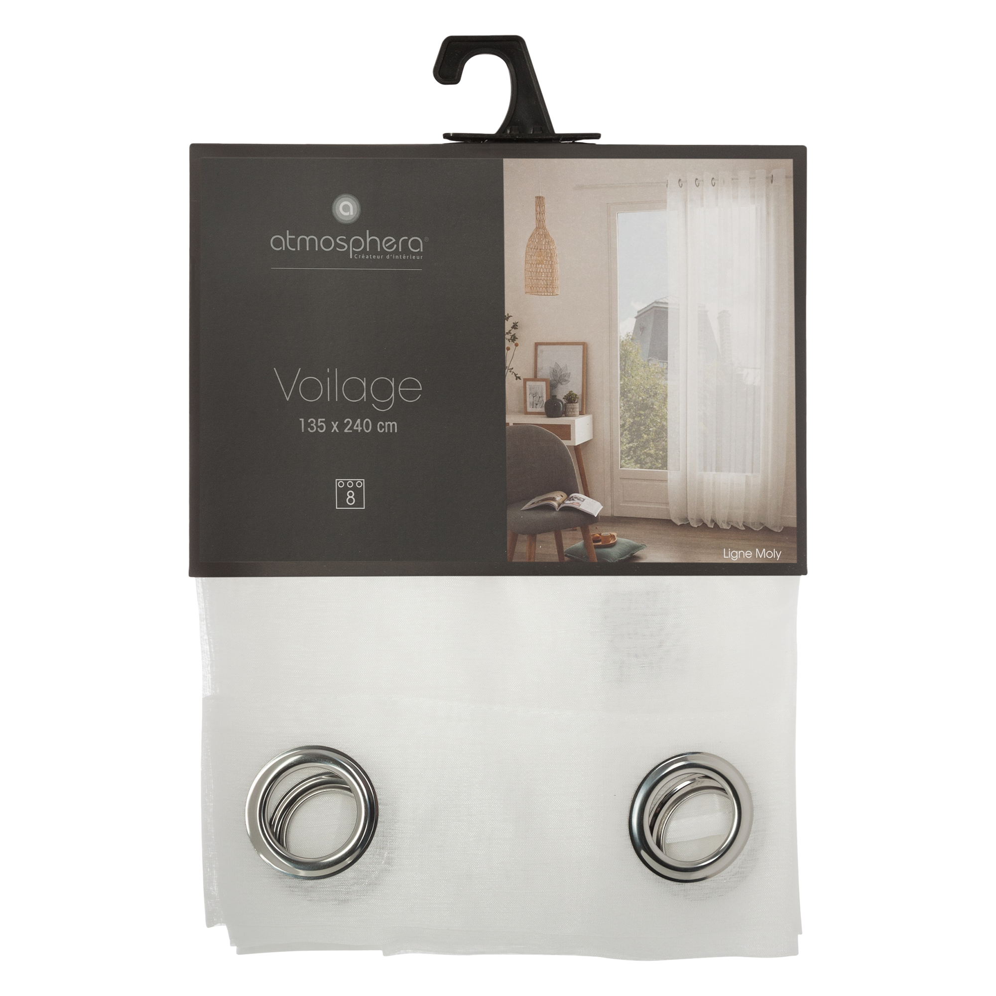 Voilage moly blanc 135x240 cm