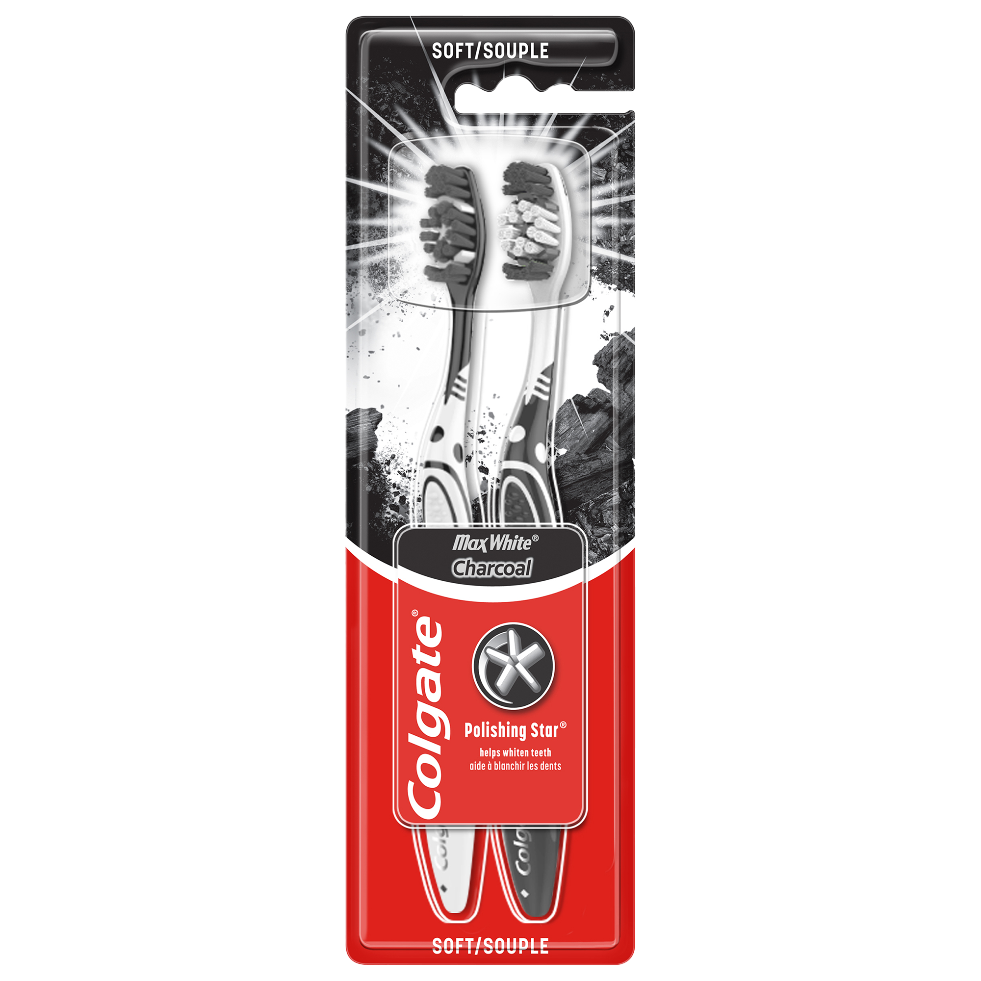 2 brosses à dents max white charbon soft