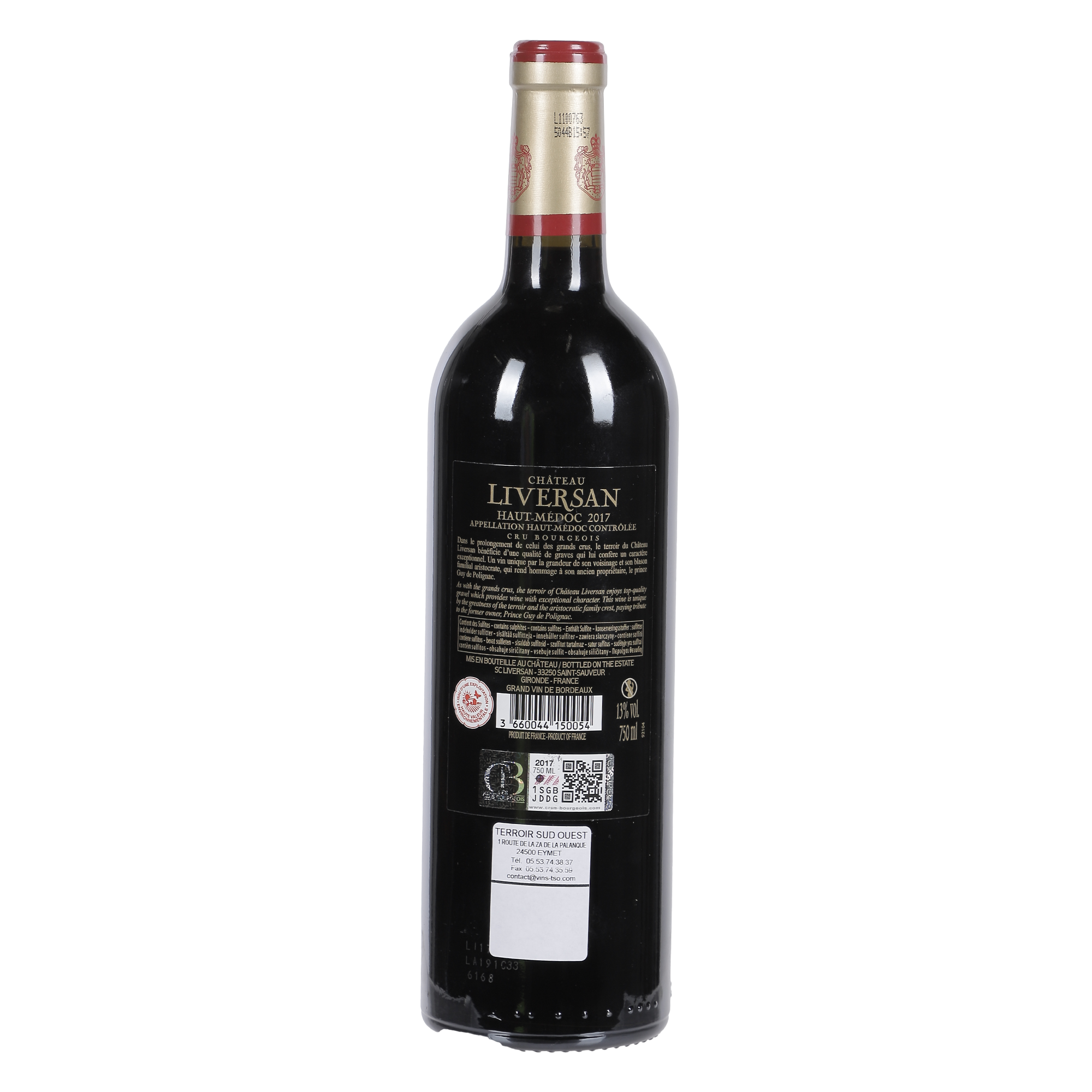 Château Liversan haut medoc AOP 2017 Médaille d'or