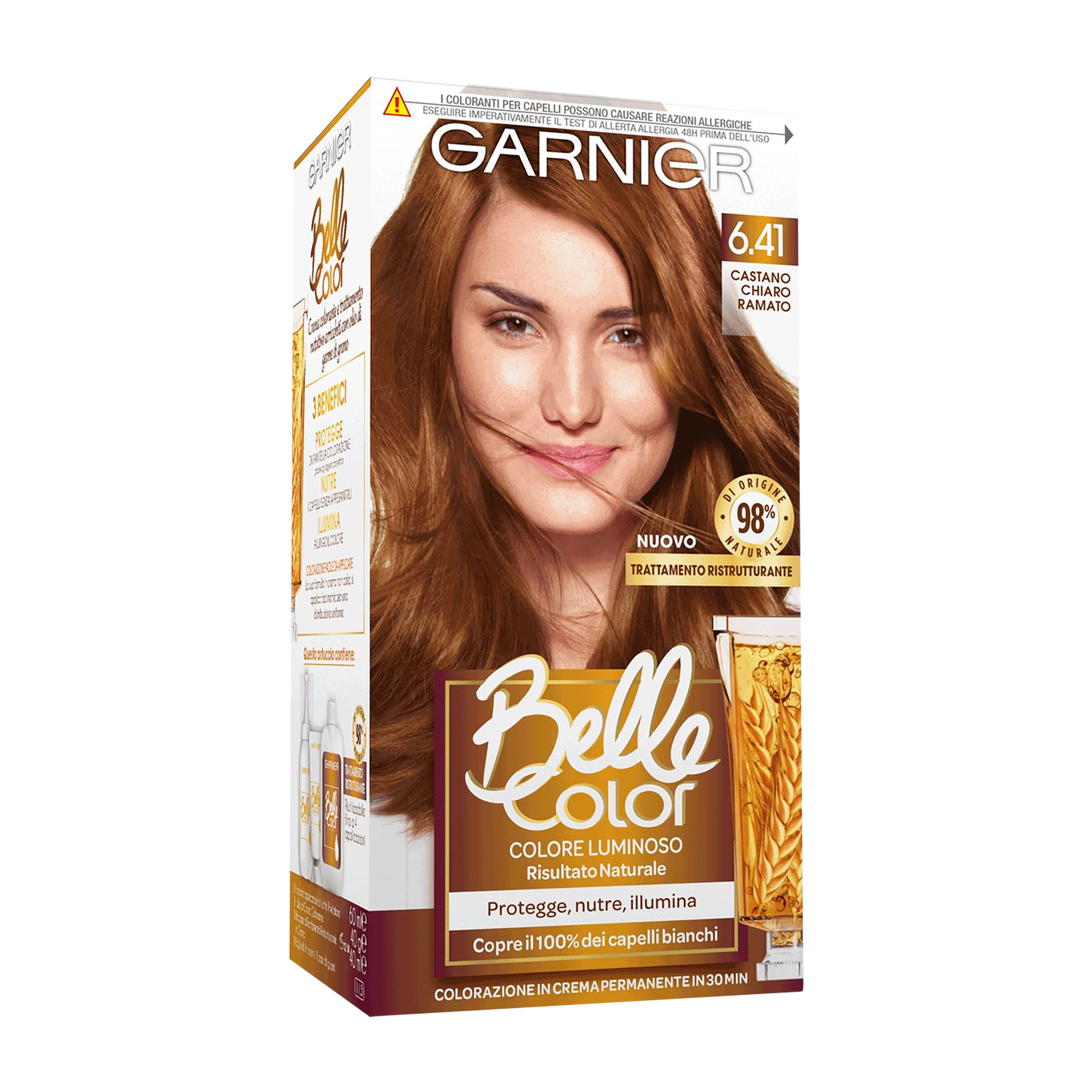 Coloration châtain très clair cuivre 6.41