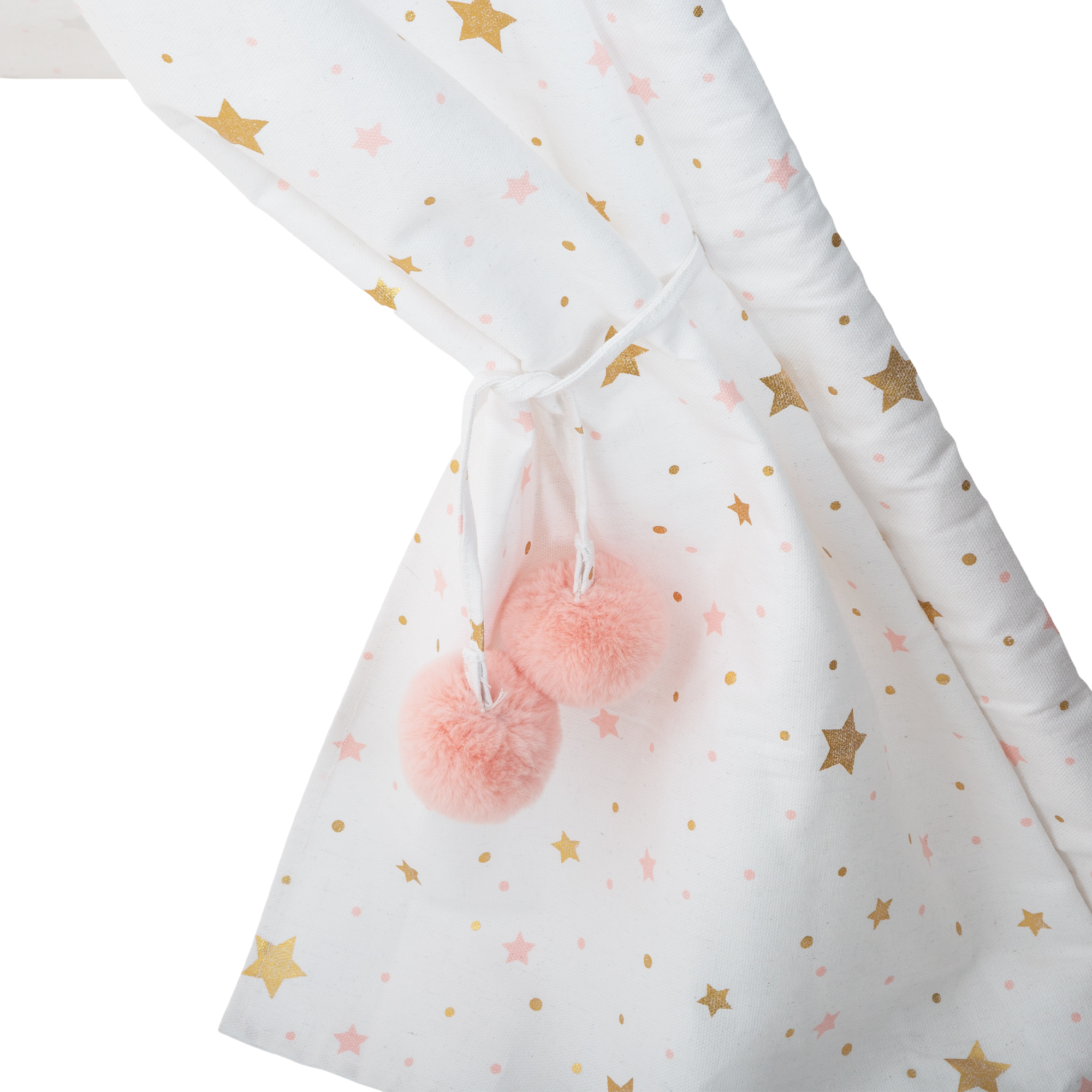 Tipi enfant toile blanche motif étoiles roses et dorées H 160 Cm