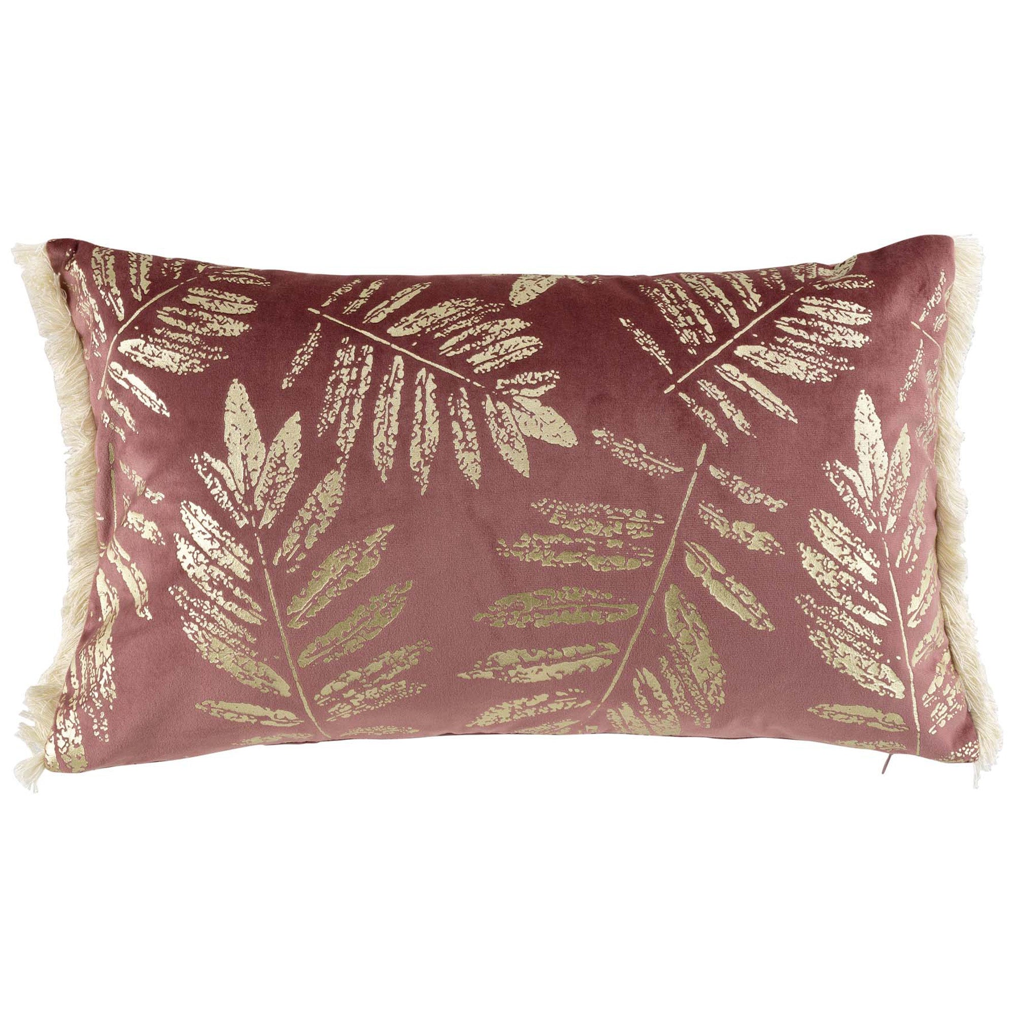 Coussin déhoussable à franges or et rose
