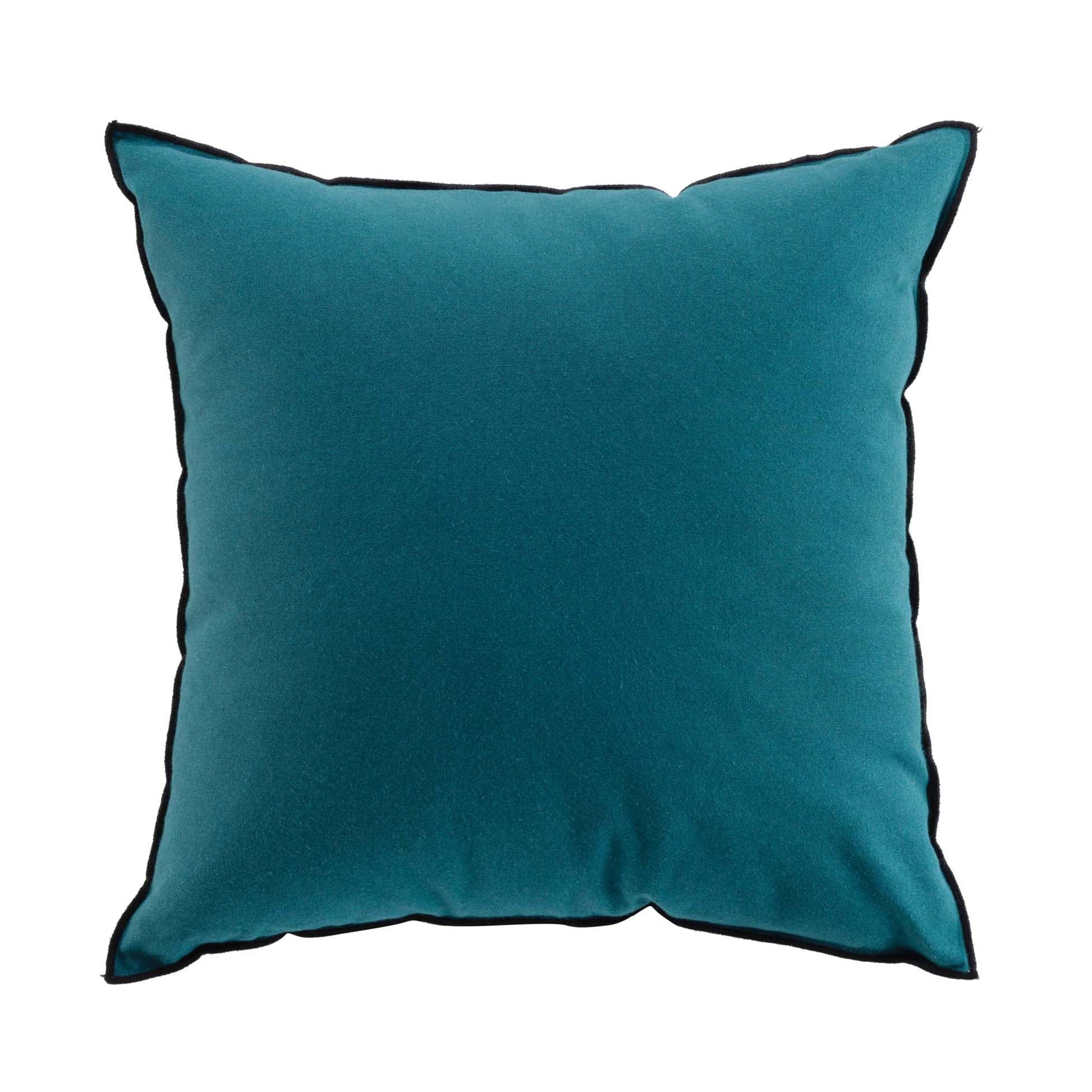Coussin déhoussable bleu en coton recyclé 50x50cm