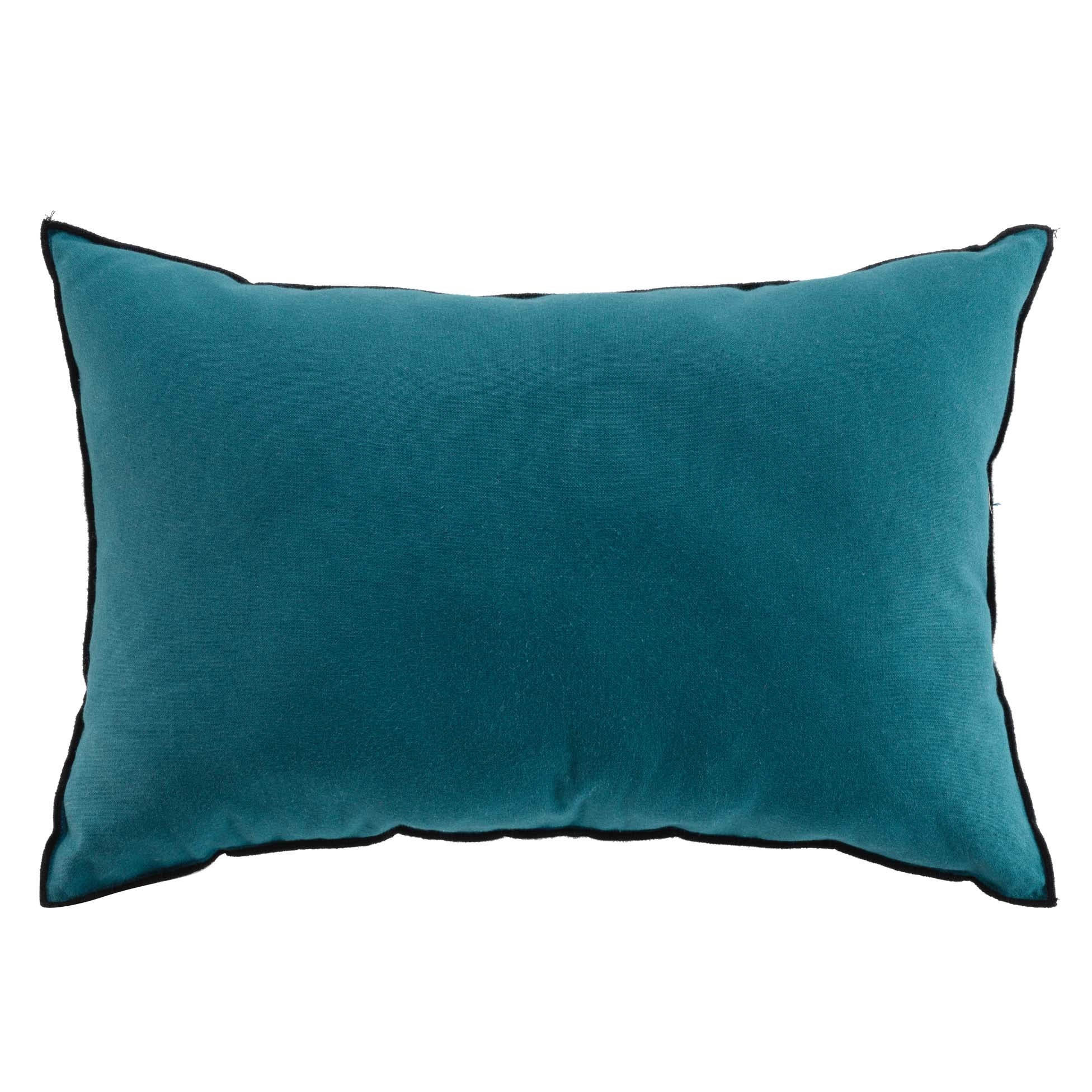 Coussin déhoussable bleu en coton recyclé 40x60cm