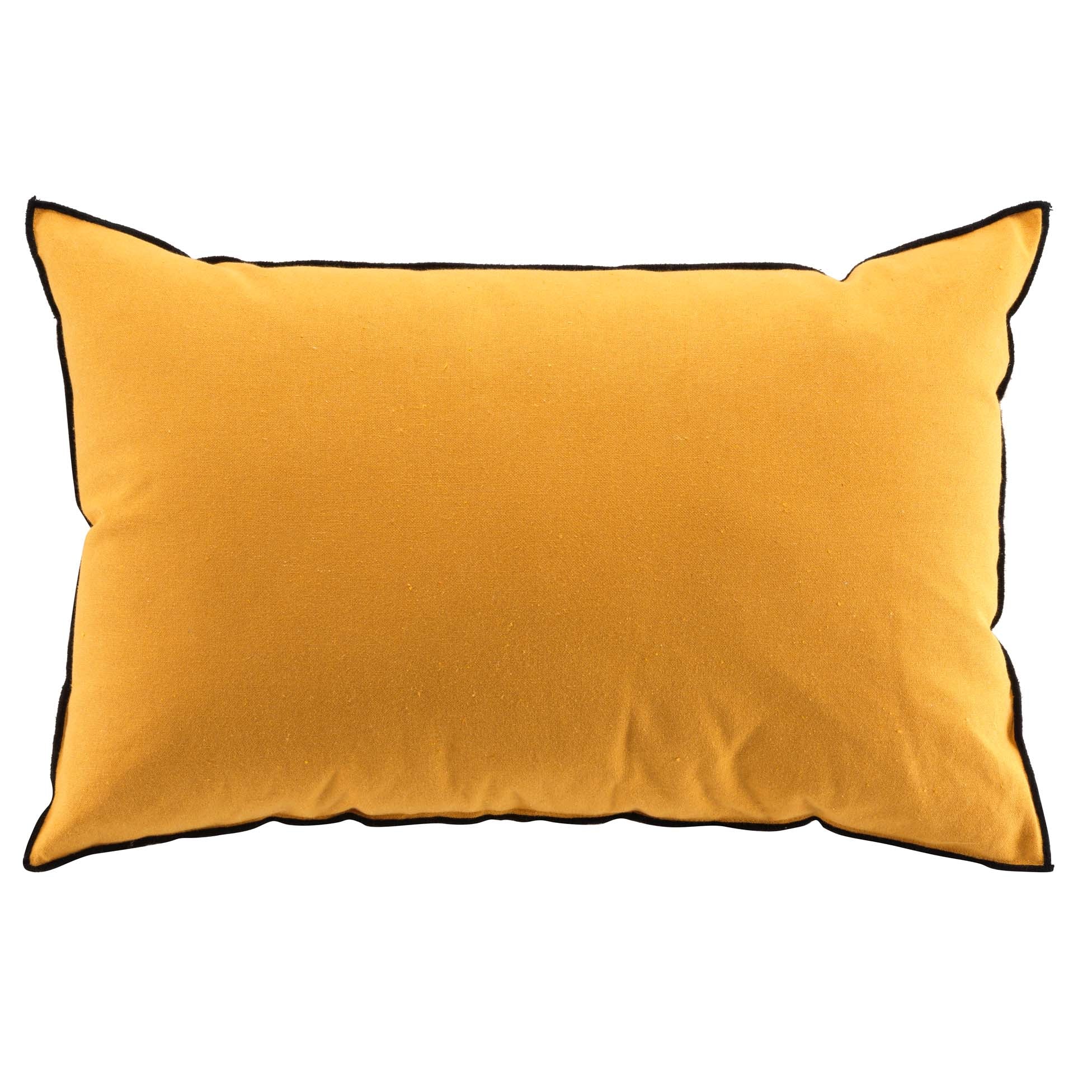 Coussin déhoussable jaune moutarde en coton recyclé 40x60cm