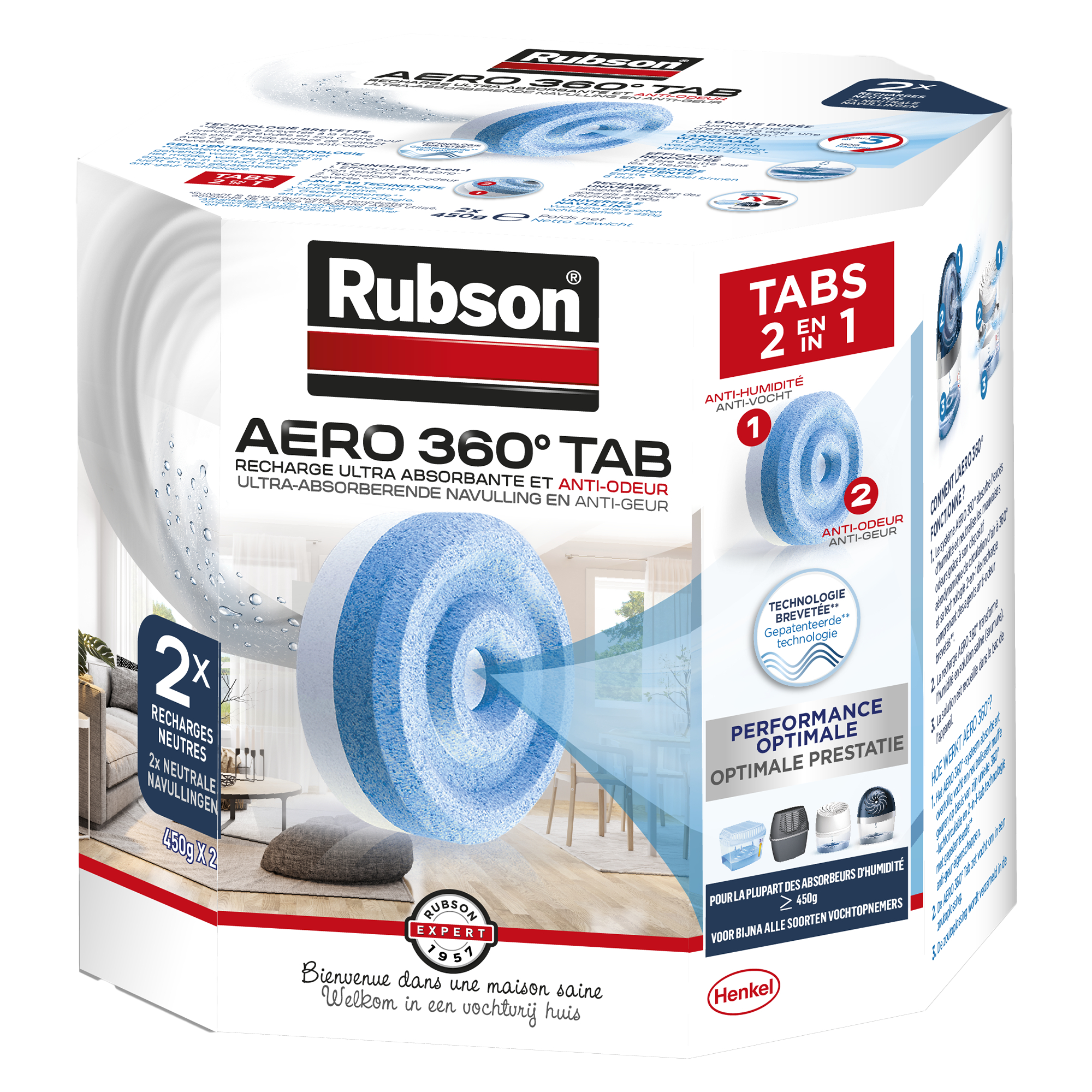 2 recharges pour absorber d'humidité neutre aero 360