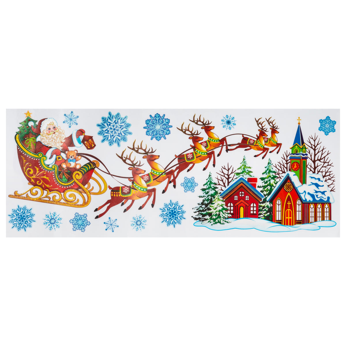 Décoration vitre paillettes banderoles Père Noël/bn – Atmosphera – 60 cm
