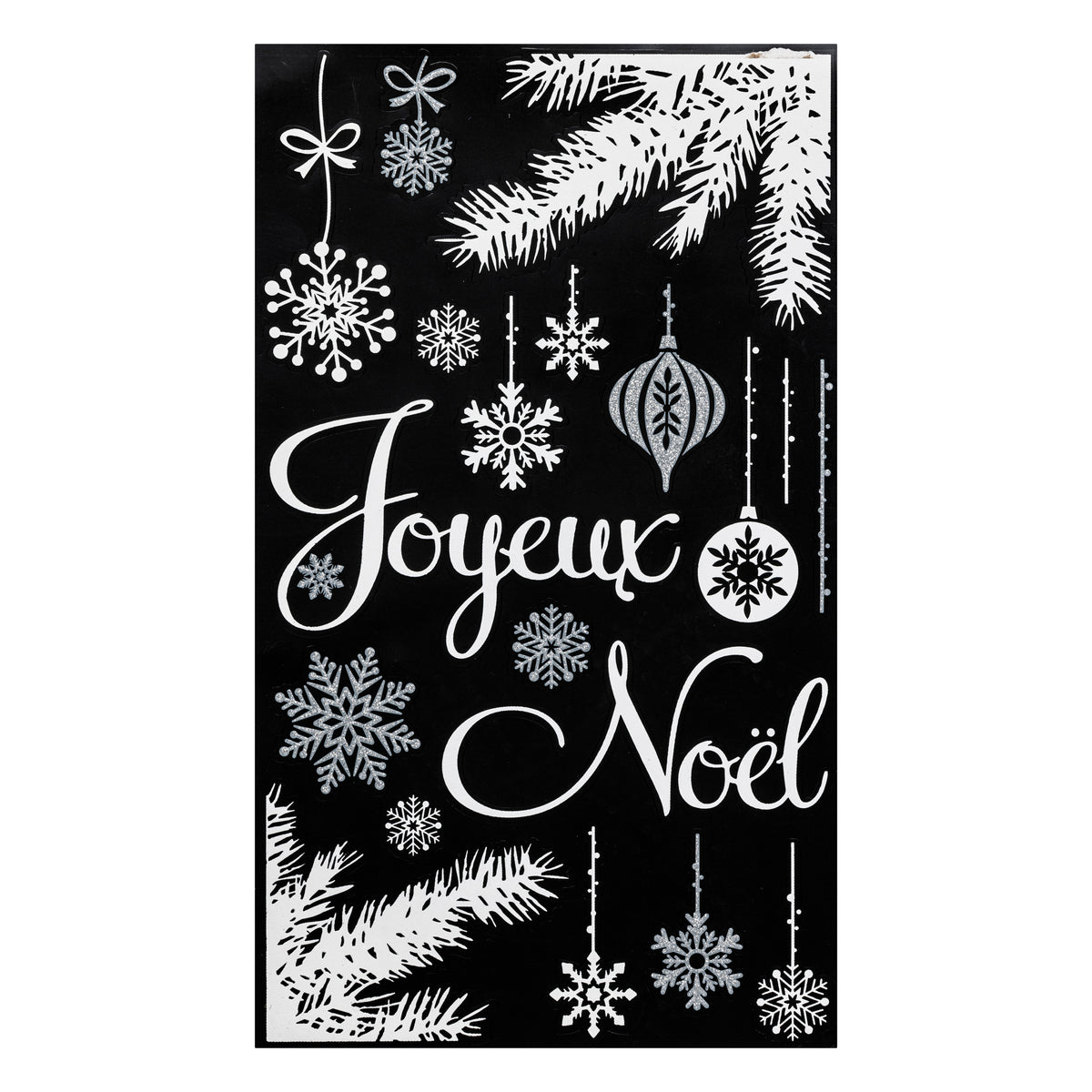 Sticker de Noël à paillettes argentées 1x24x41 cm