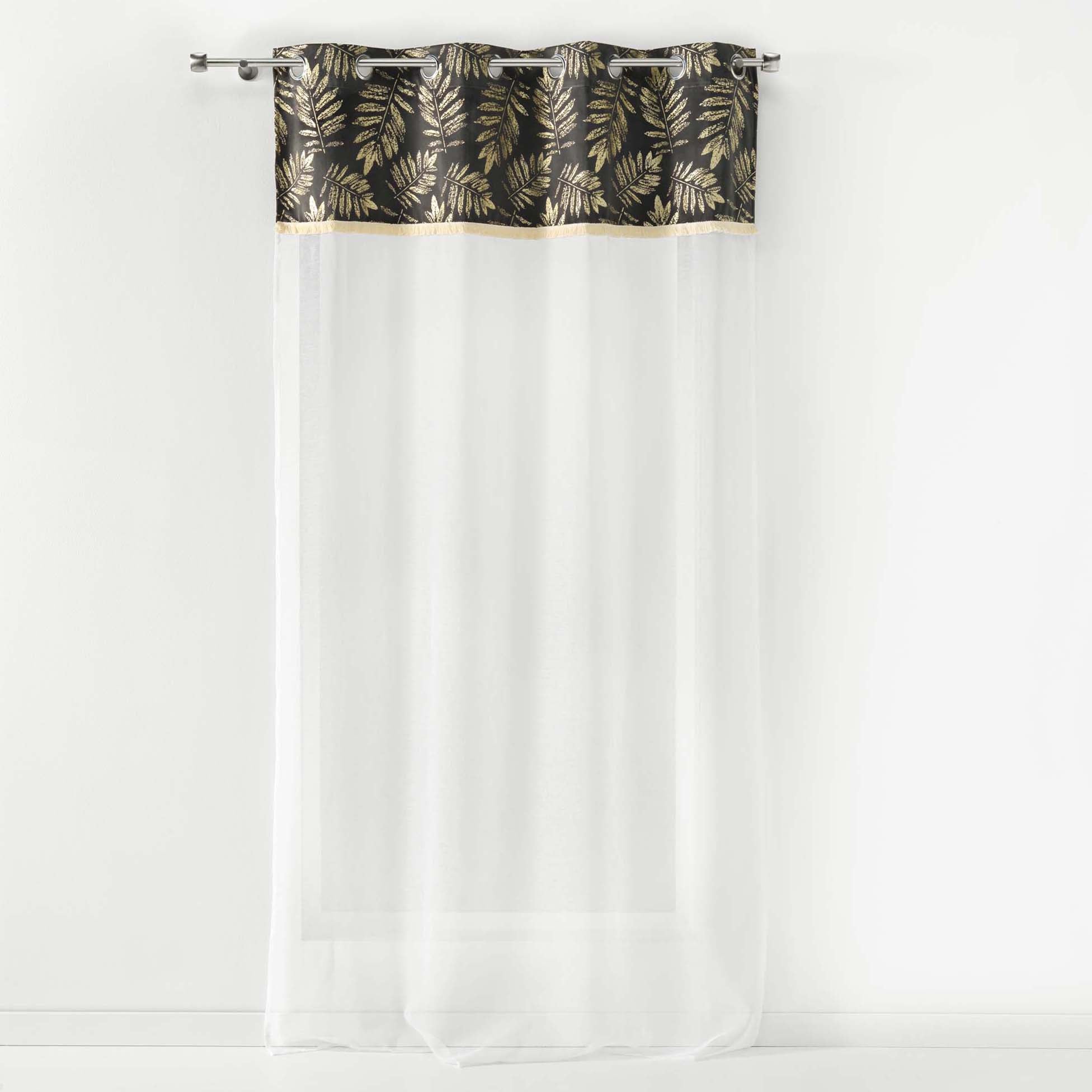 Voilage à œillets 140x240 cm sable  avec feuille en or