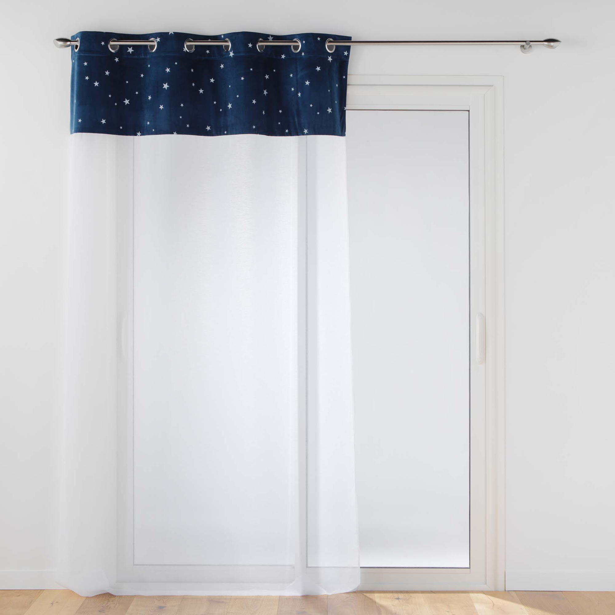 Voilage bicolore en velours bleu