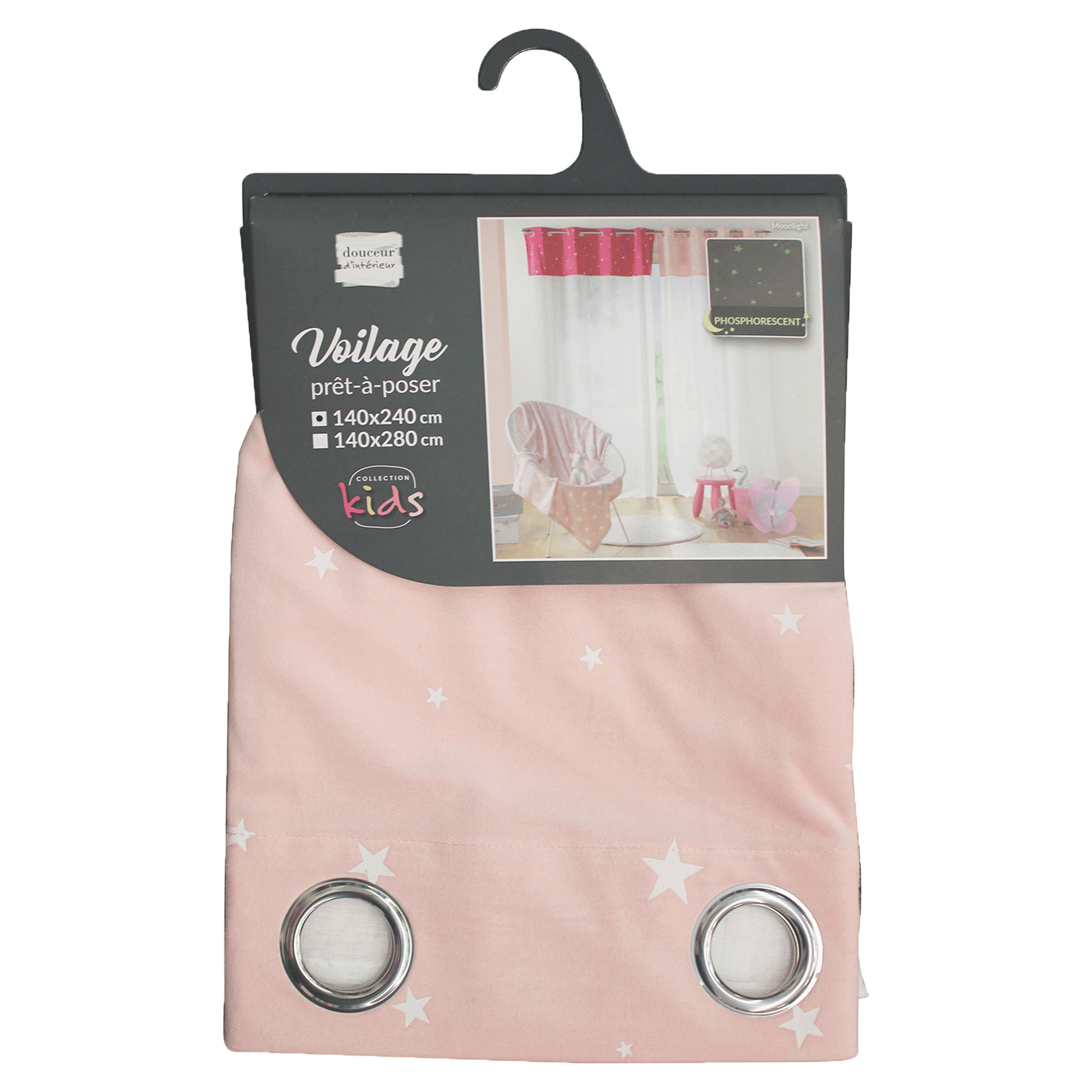 Voilage bicolore en velours rose