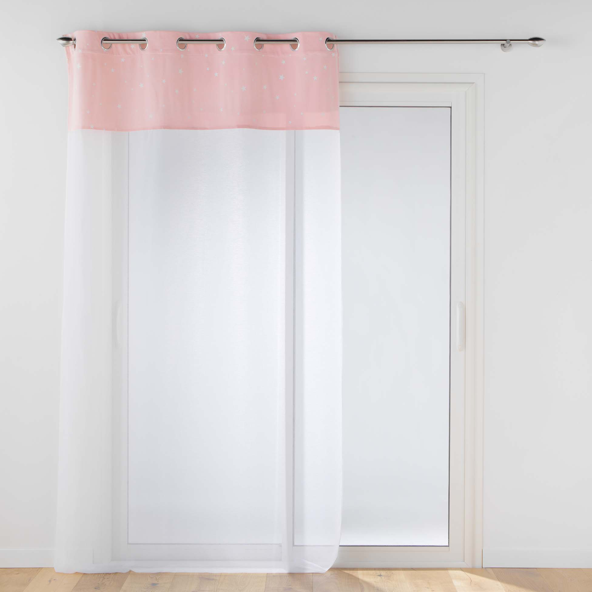 Voilage bicolore en velours rose