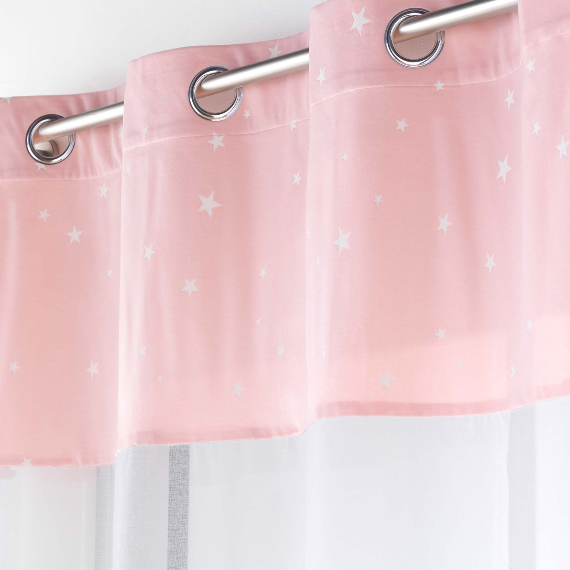 Voilage bicolore en velours rose