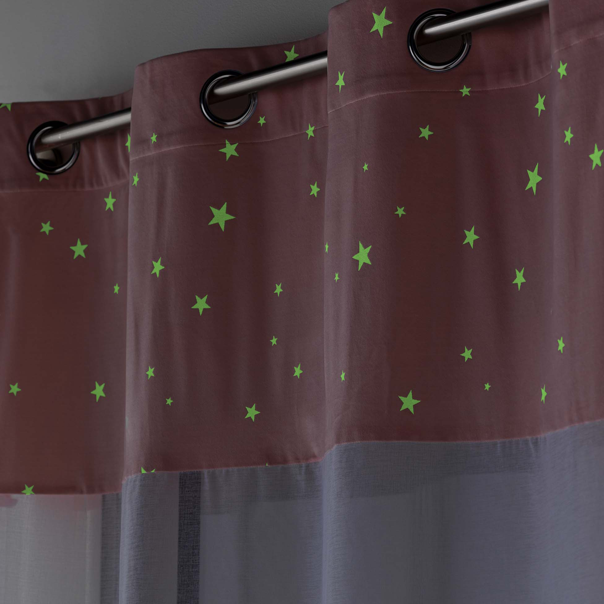 Voilage bicolore en velours rose