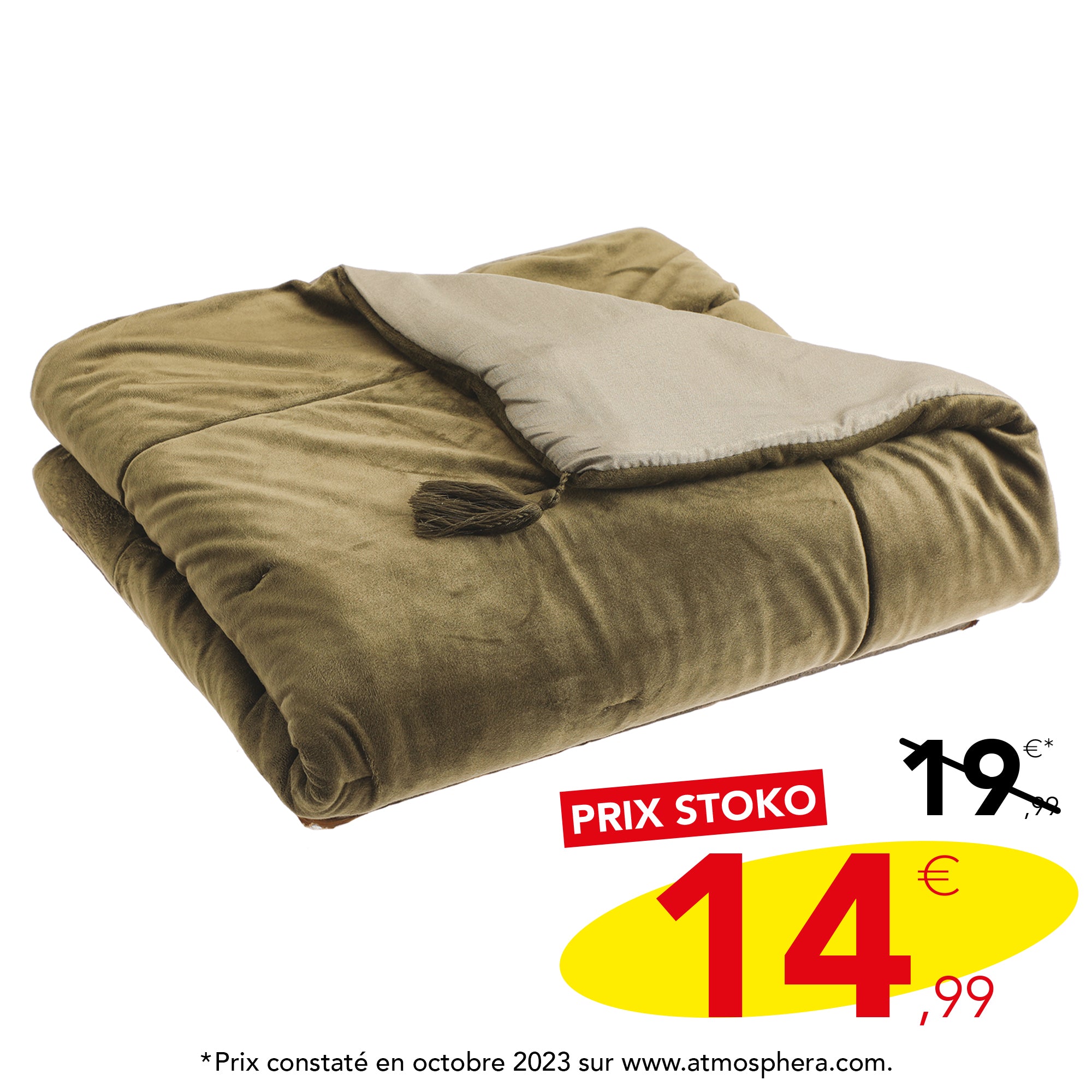 Edredon en velours kaki