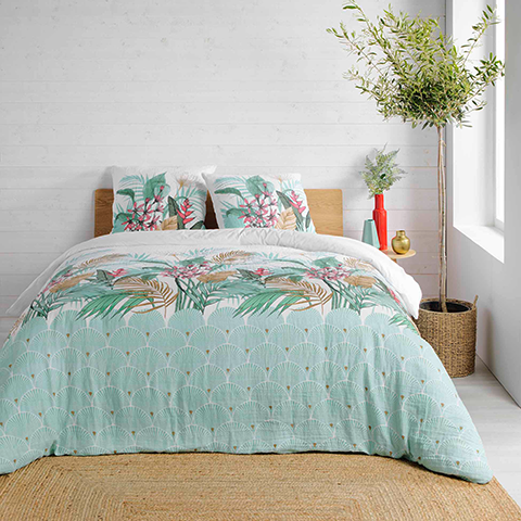 Parure housse de couette double gaze coton 240x220 cm