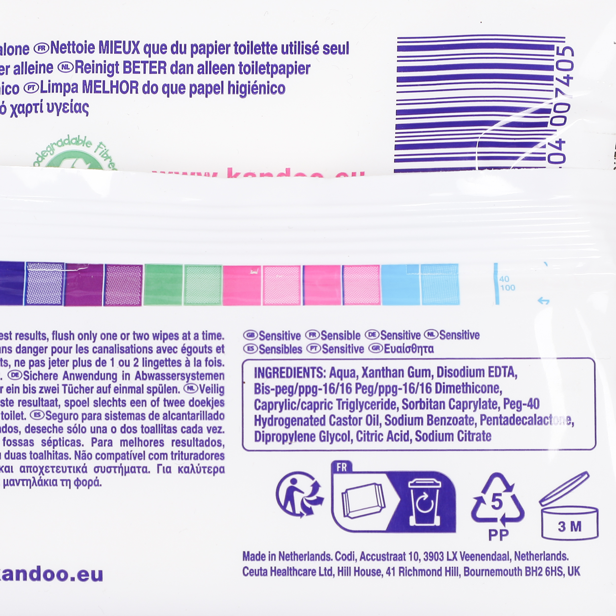 60 lingettes de toilette pour enfant sensitive