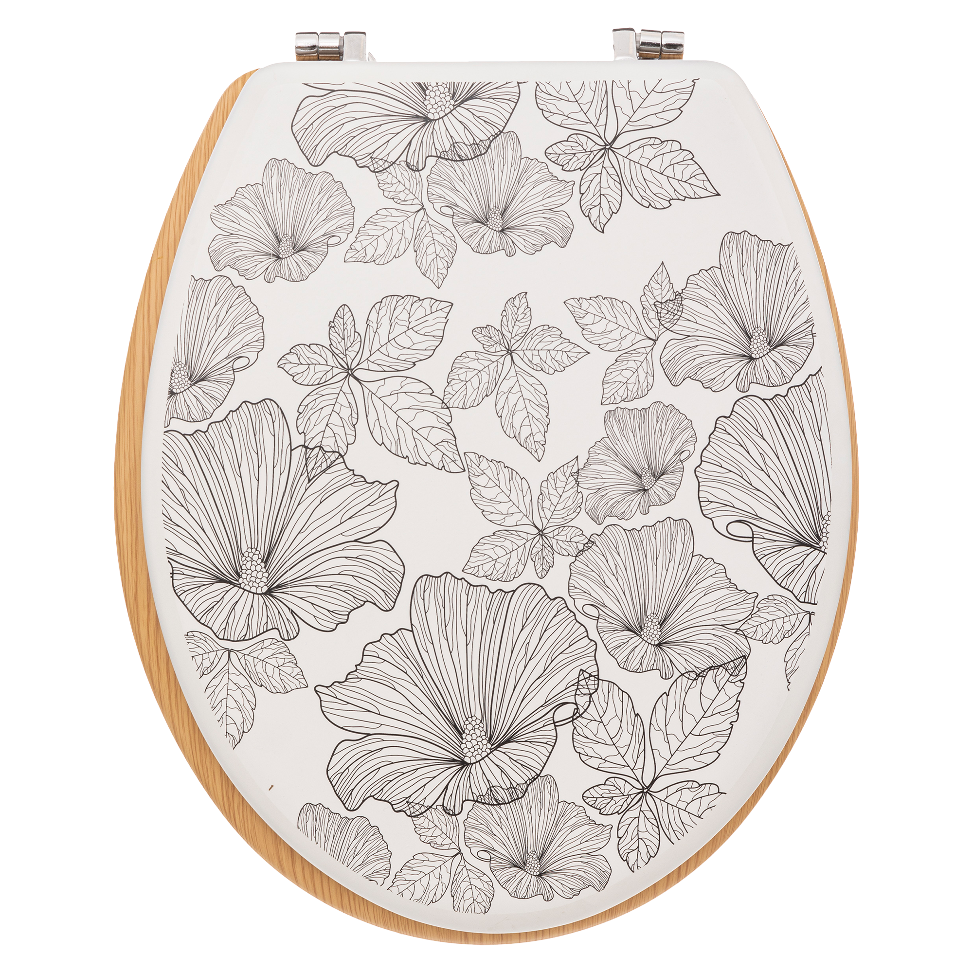 Abattant WC en bois laqué à fleurs