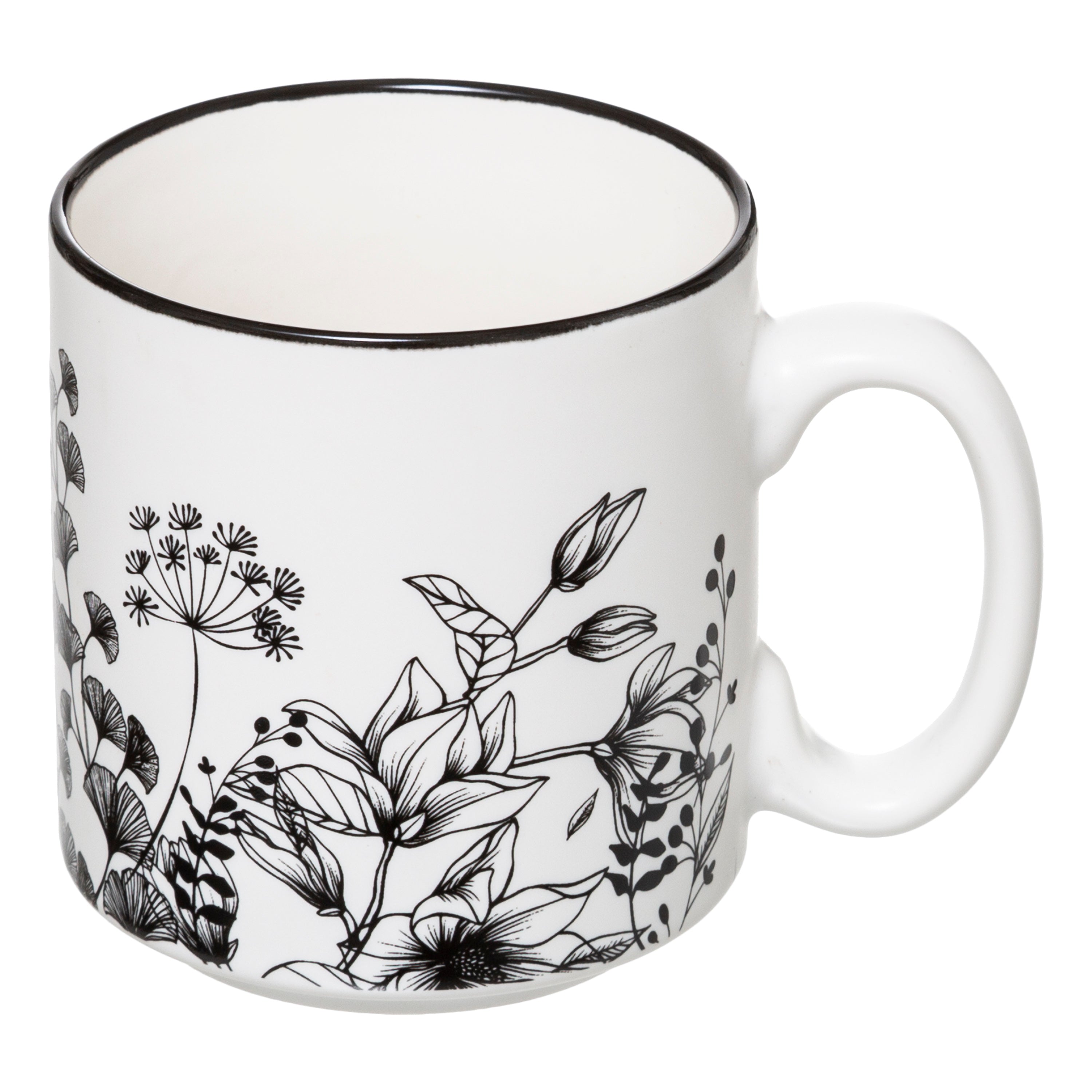 4 Mugs sur rack floral