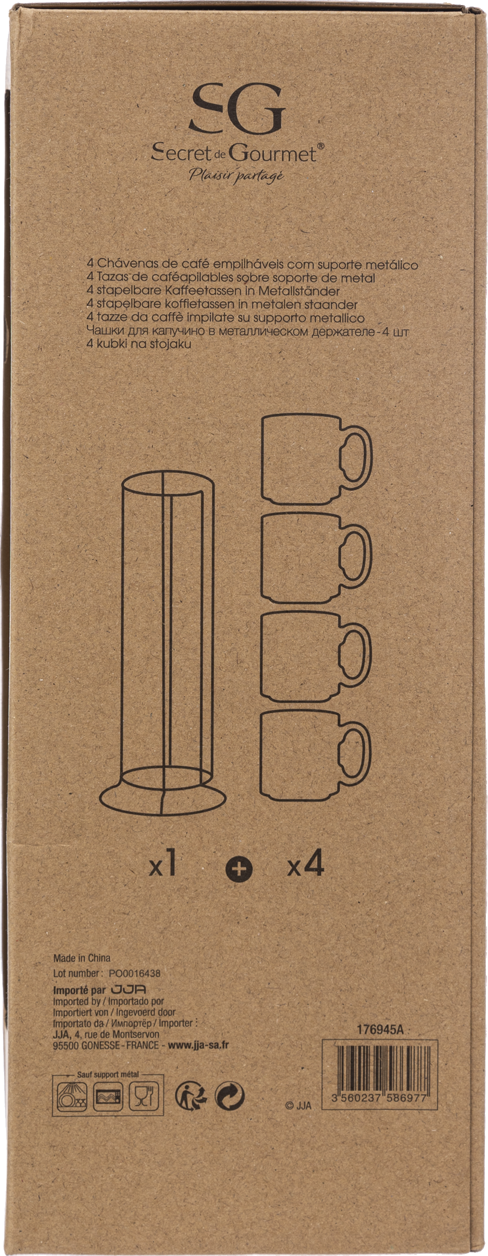 4 Mugs sur rack floral