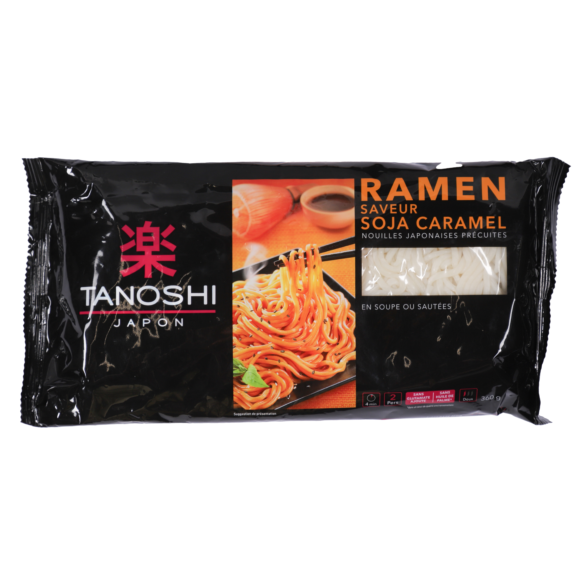 Nouilles japonaises précuites ramen saveur soja caramel