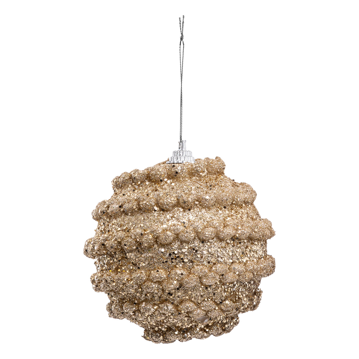 Lot de 4 boules de Noël effet maille dorée 8 cm