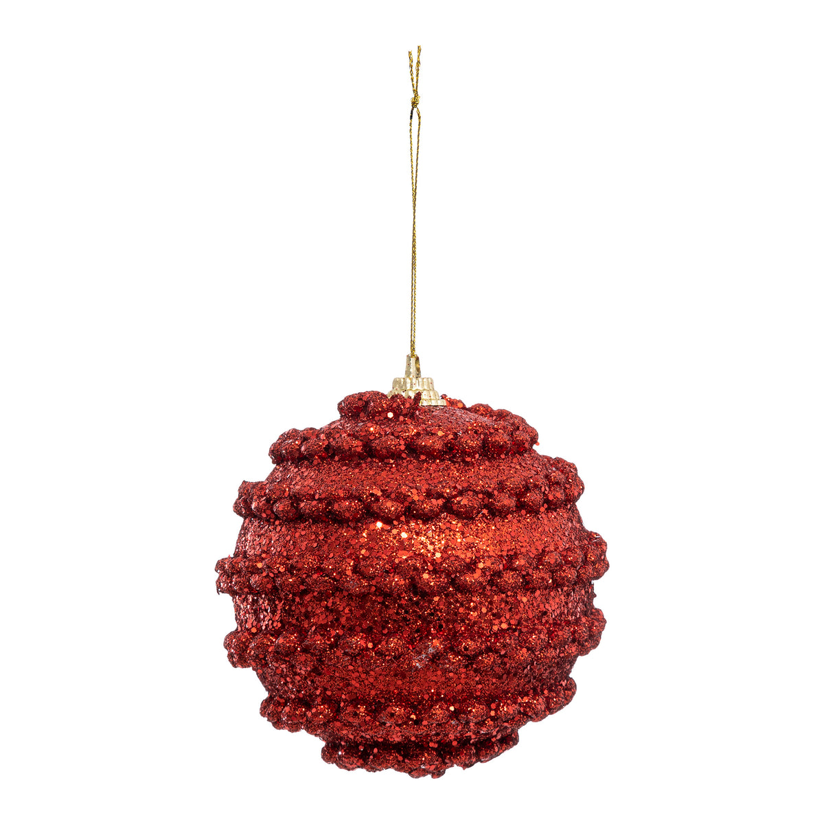 Lot de 4 boules de Noël en maille rouge 8 cm