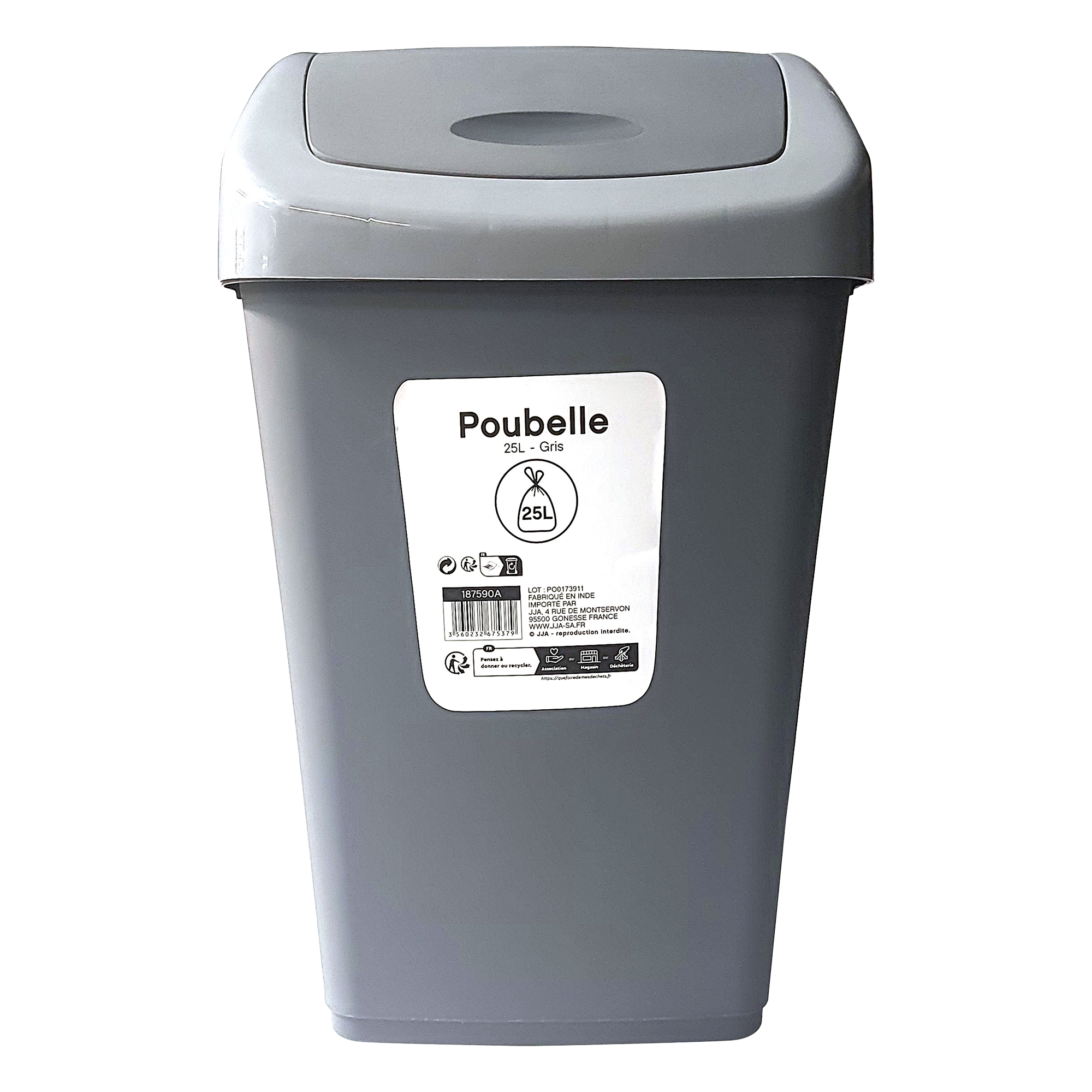 Poubelle 25L grise