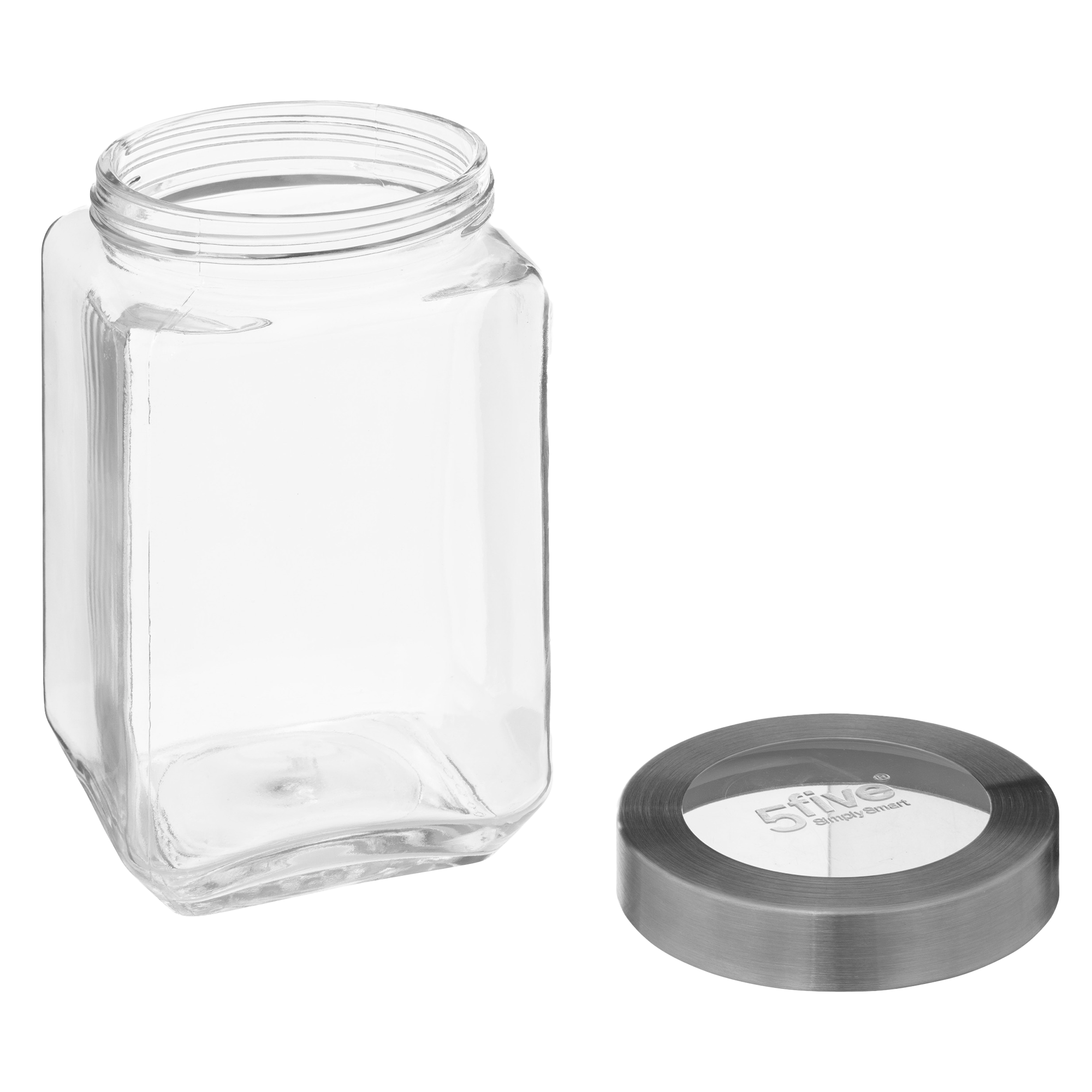Bocal en verre couvercle Inox transparent 1.6L