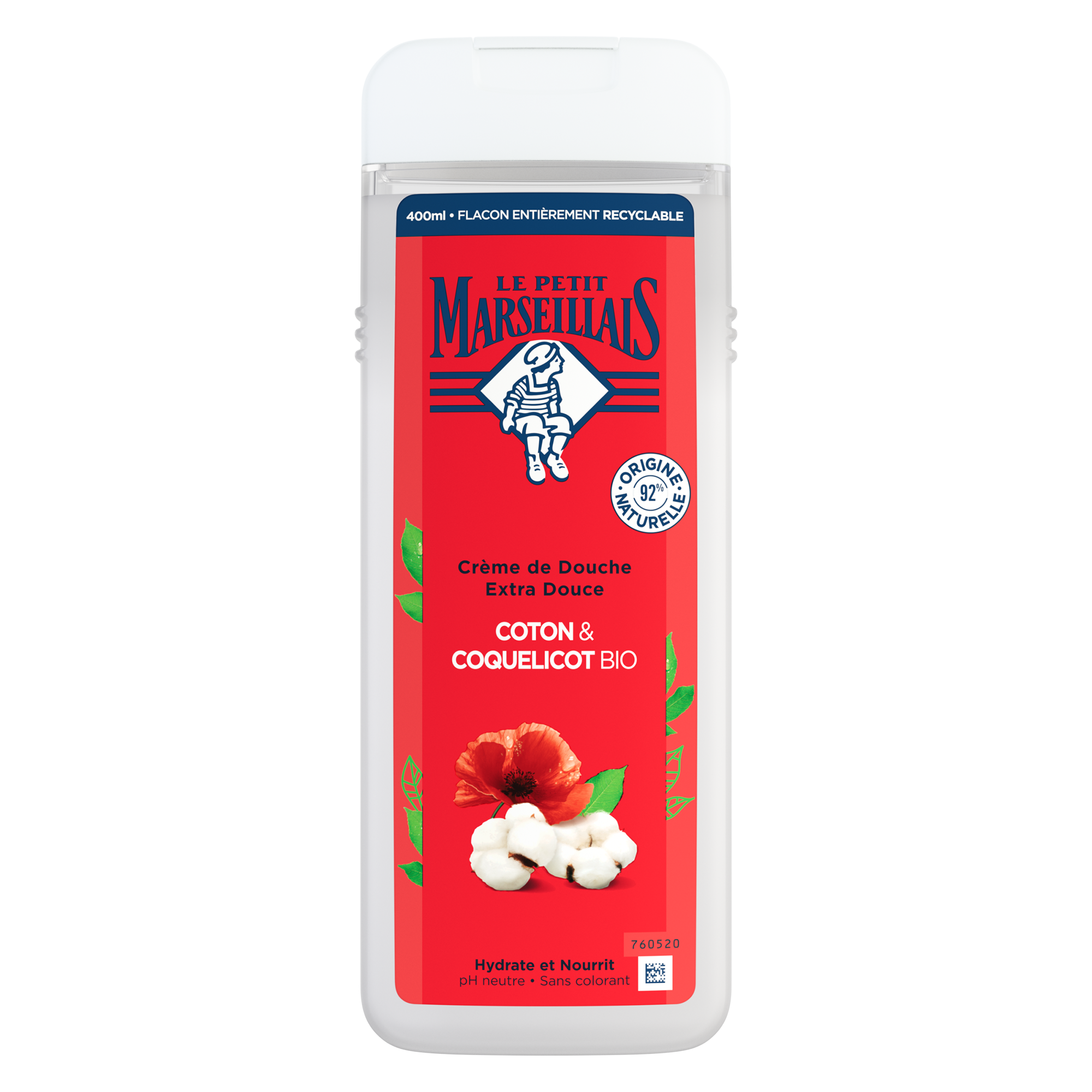 Gel douche lait de coton et coquelicot