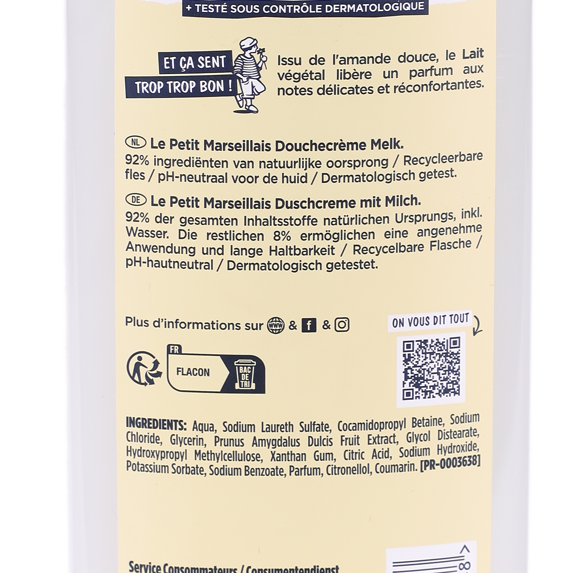 Crème de douche  extra douce au lait