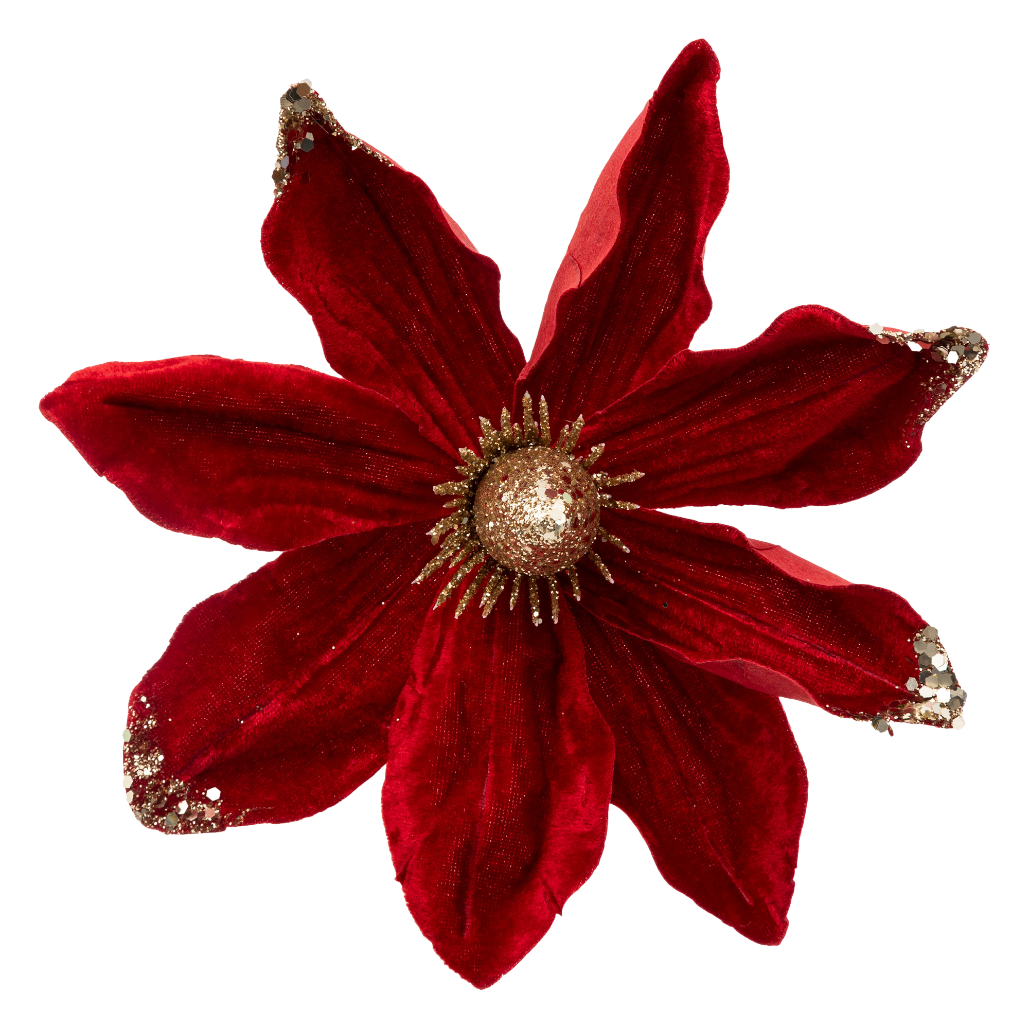 Décoration fleur artificielle de Noël magnolia rouge