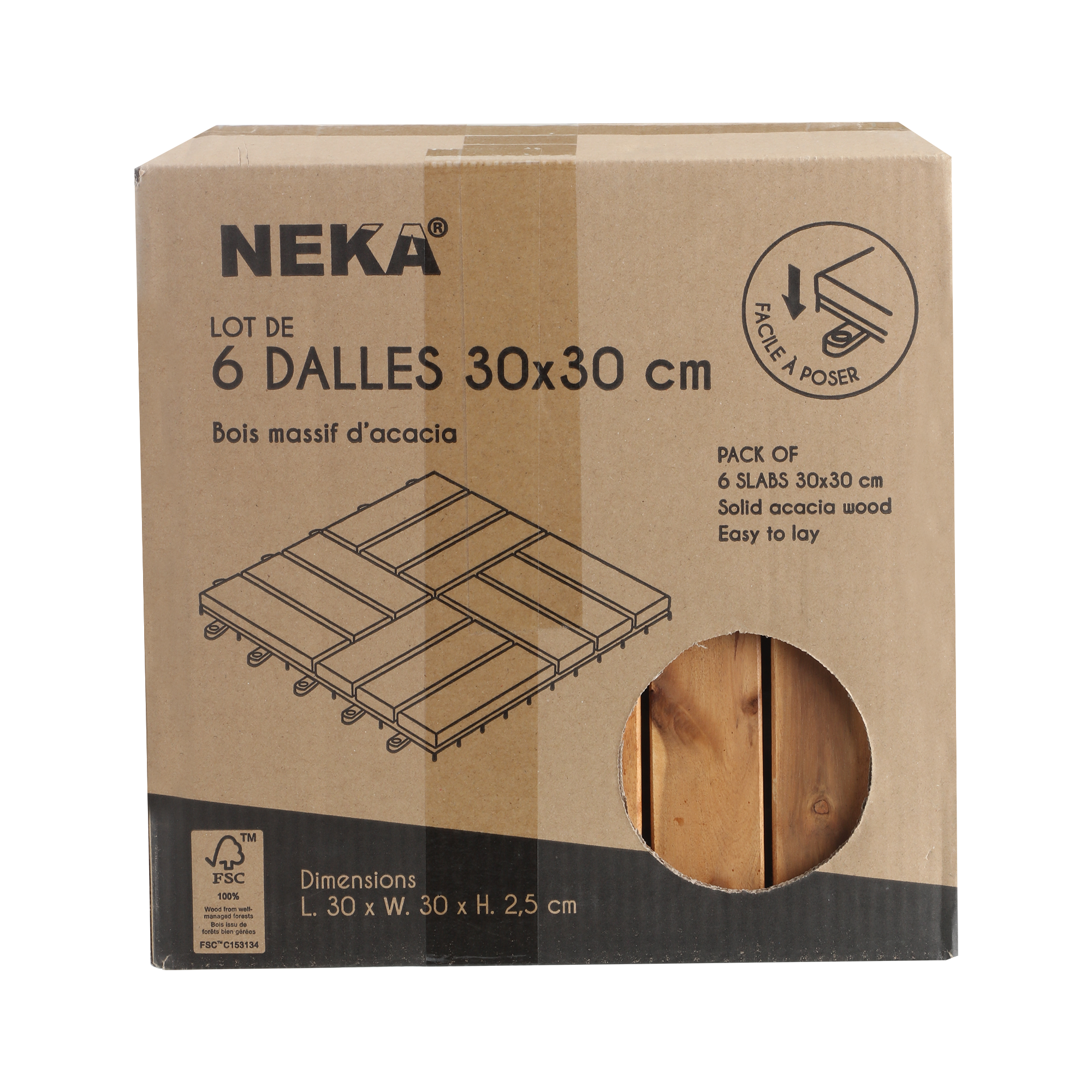 6 dalles acacia 30x30 cm