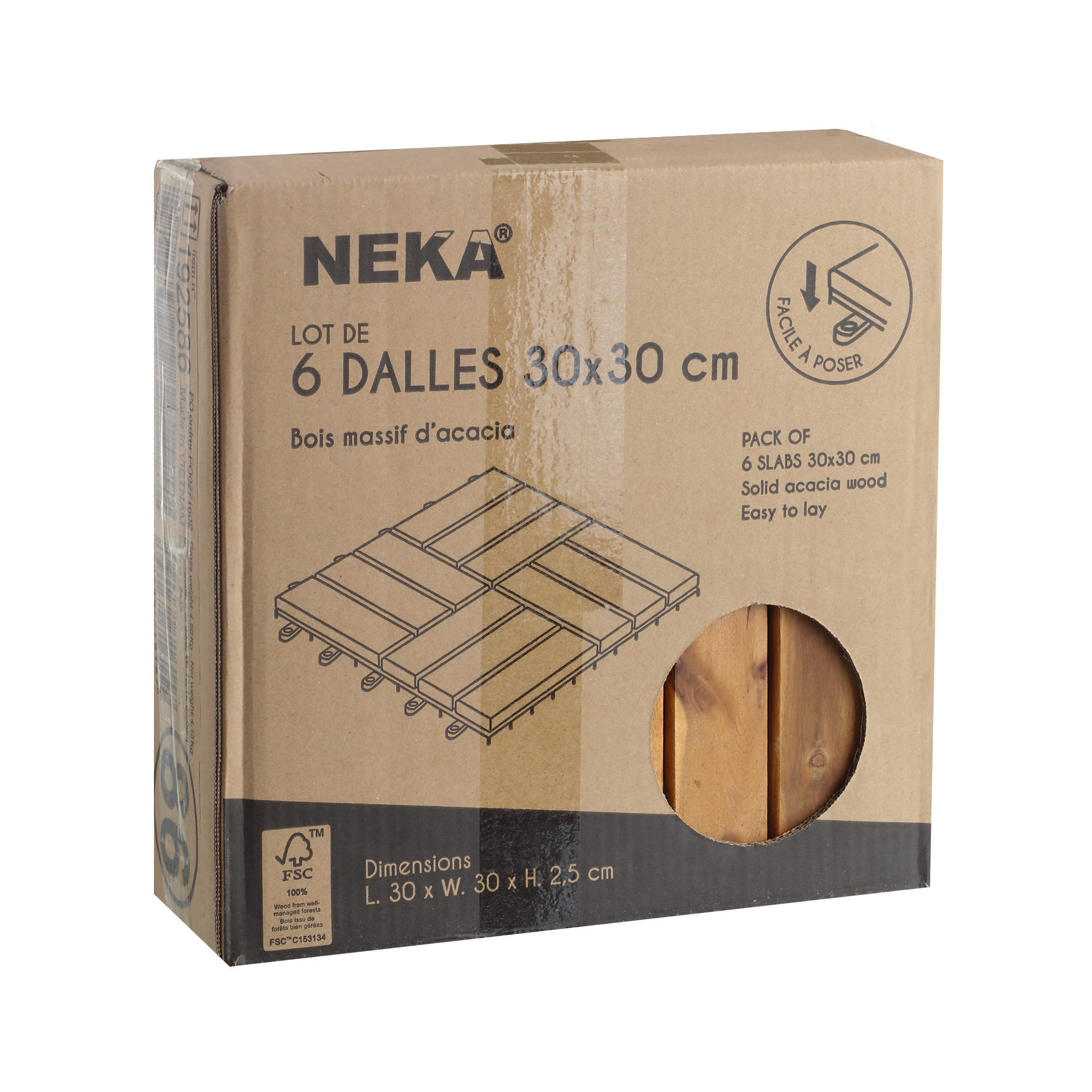 6 dalles acacia 30x30 cm