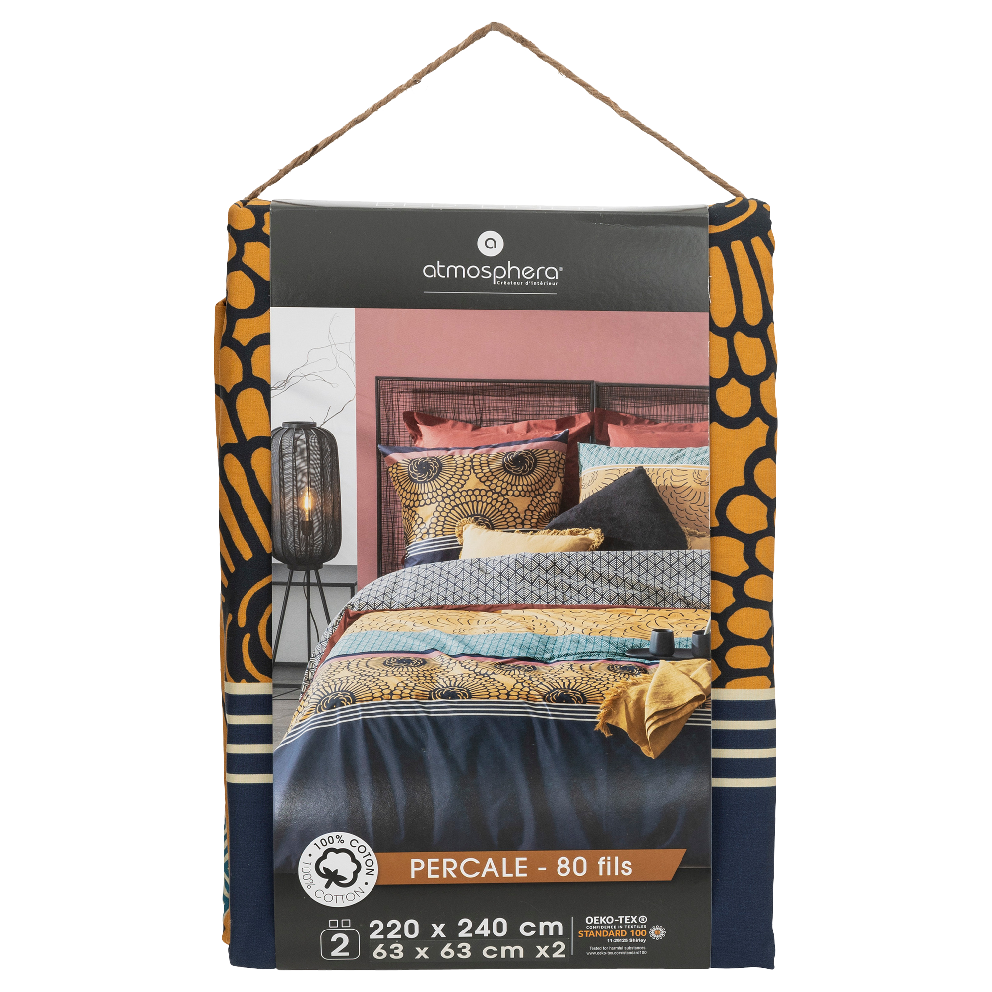 Parure housse de couette percale Jepang  240x220 cm