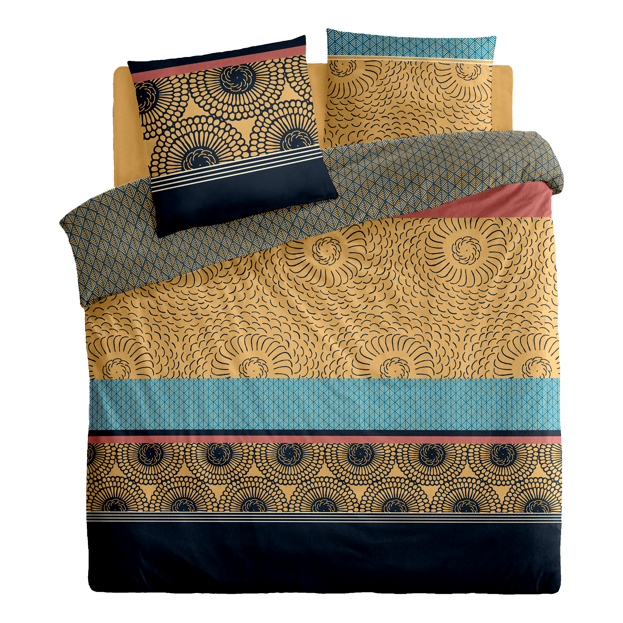 Parure housse de couette percale Jepang  240x220 cm