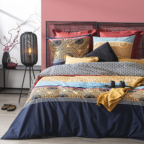 Parure housse de couette percale Jepang  240x220 cm