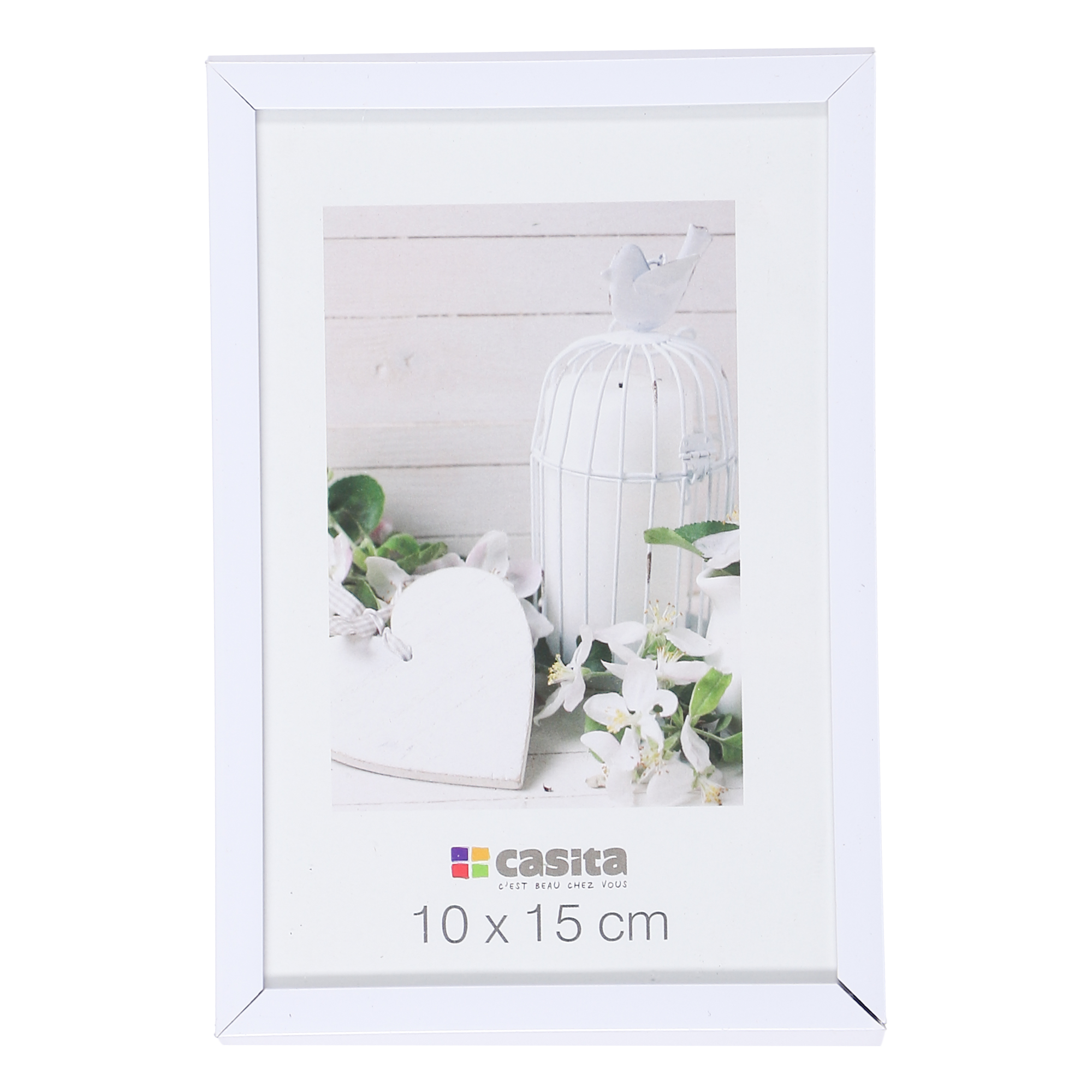 Cadre photo plastique + verre blanc