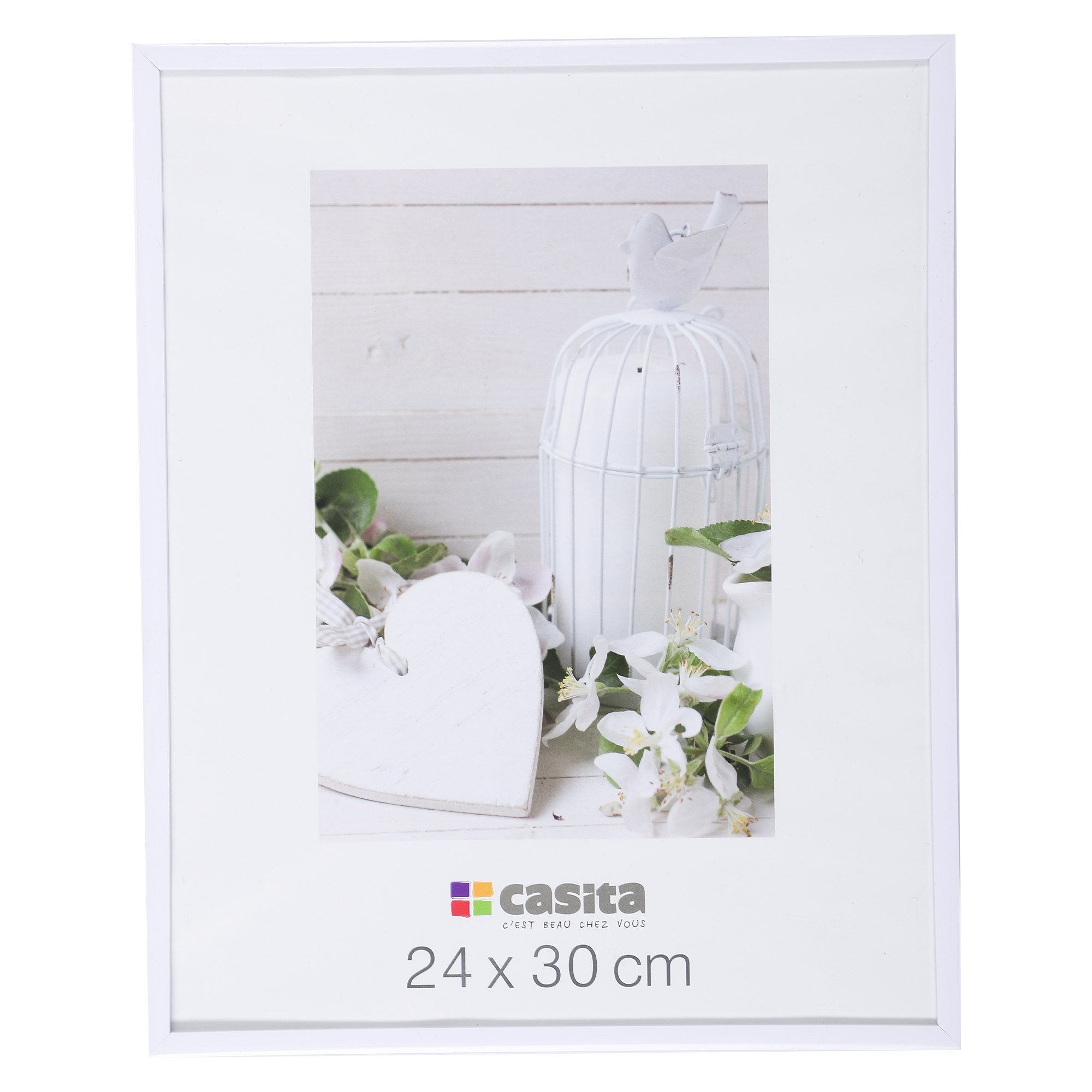 Cadre photo plastique + verre blanc