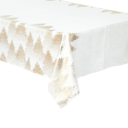 Nappe blanche avec sapin doré