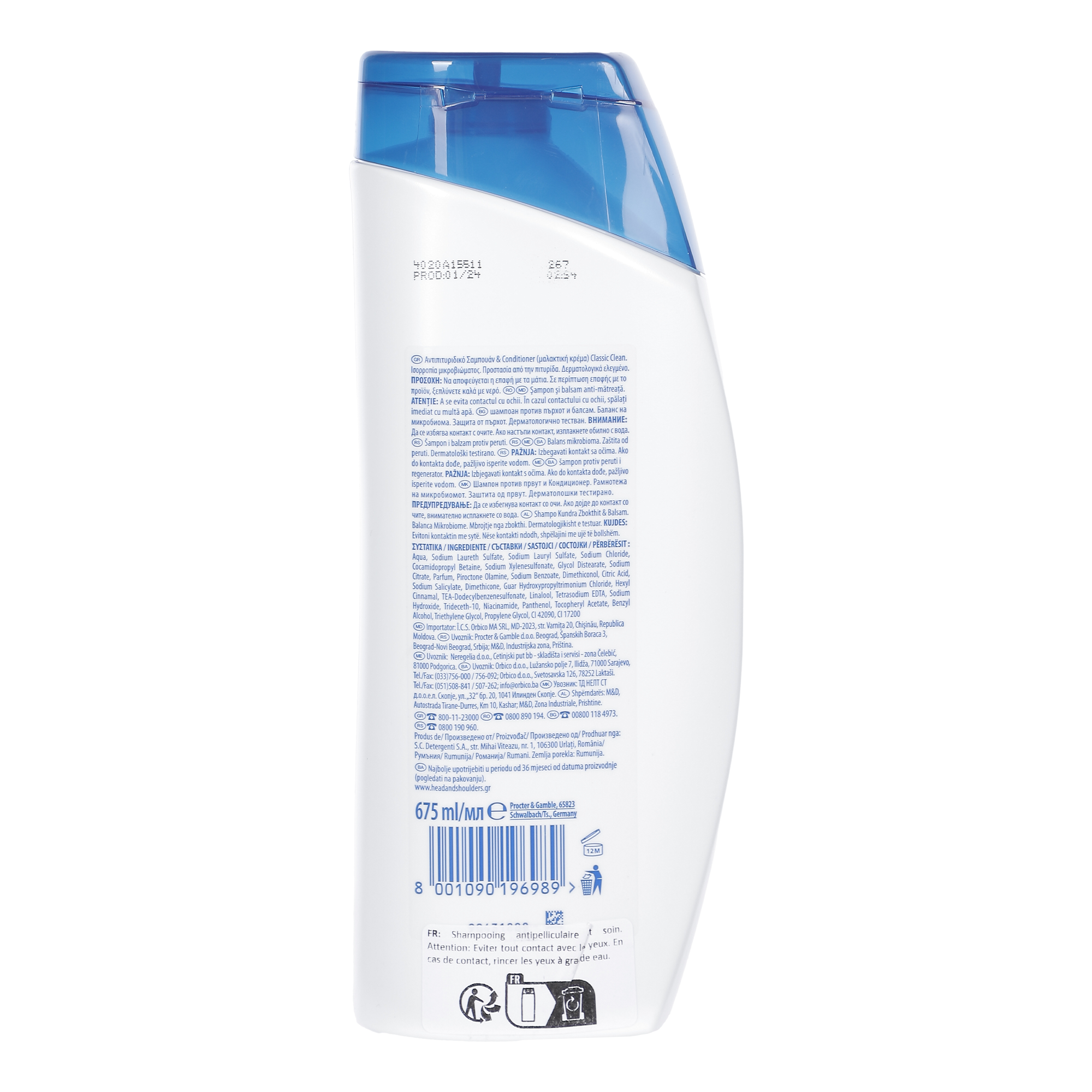 Shampoing antipelliculaire classic clean 2 en 1