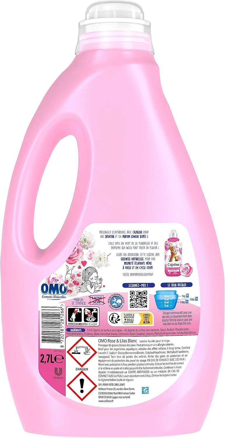 60 doses de lessive liquide Rose et Lilas blanc