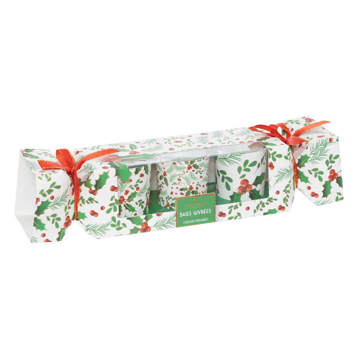 Lot de 3 bougies parfum baie givrée