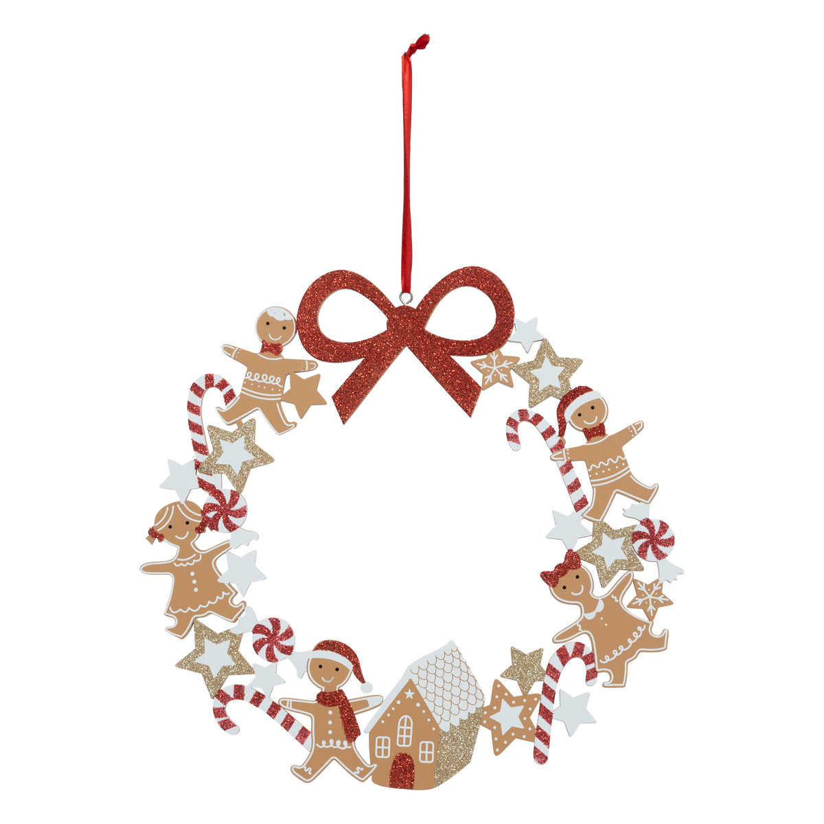 Couronne de Noël décorative pain d’épice à suspendre