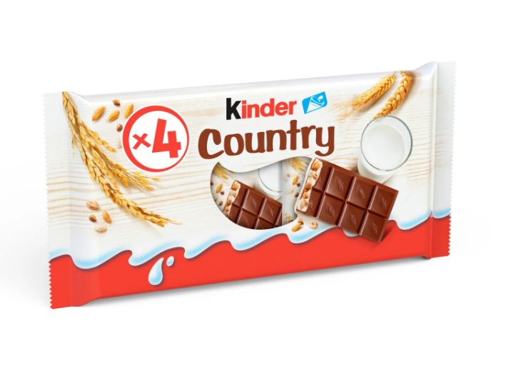 4 barres chocolatées aux céréales Kinder Country