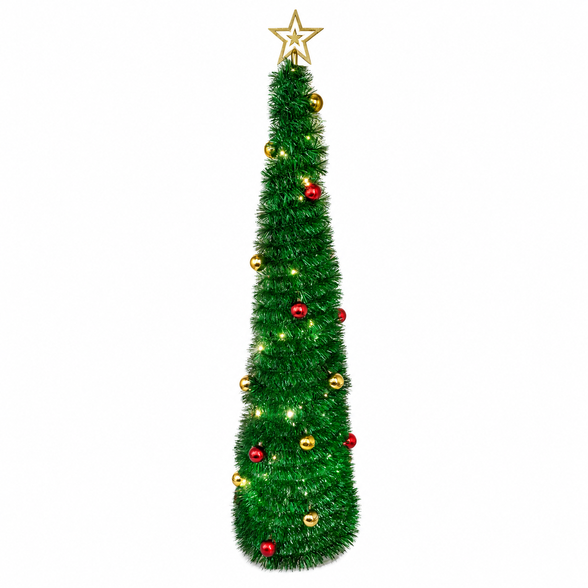 Sapin pop up décoré LED+ boule + guirlande – H. 150 cm