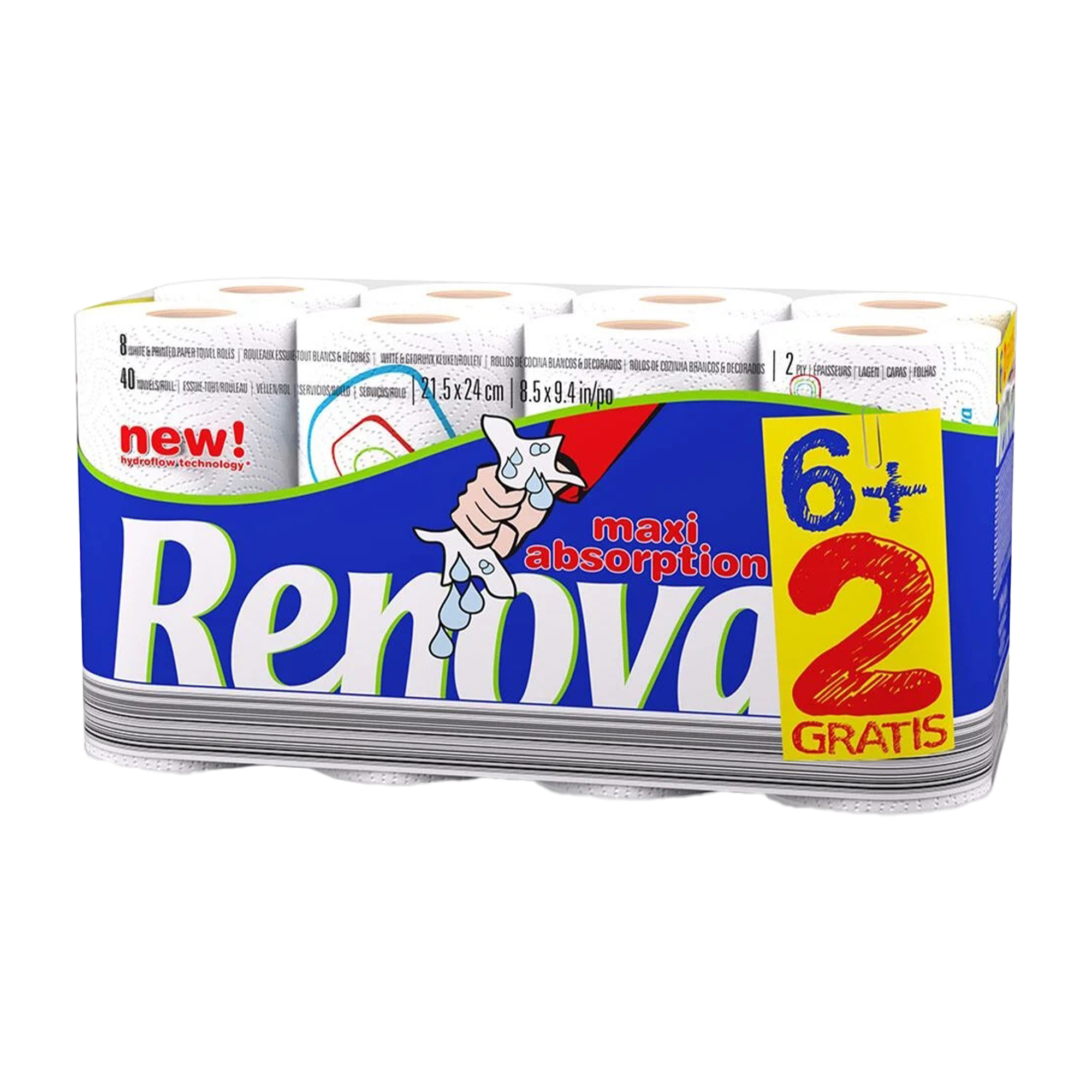 6+2 rouleaux d'essuie-tout